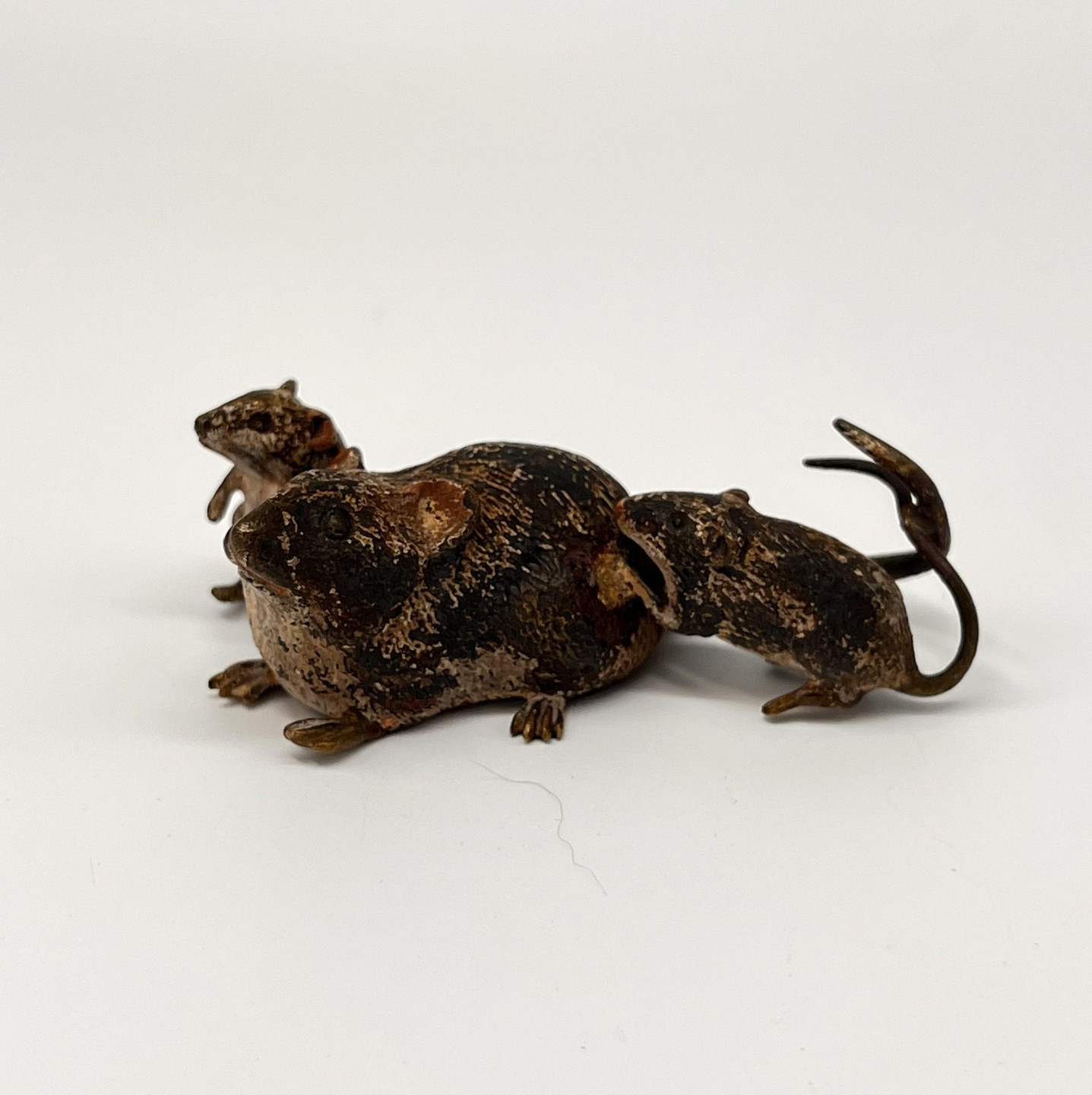 Antique Vienna Bronze Mouse Family Group Cold Painted Geschutzt Depose Austria