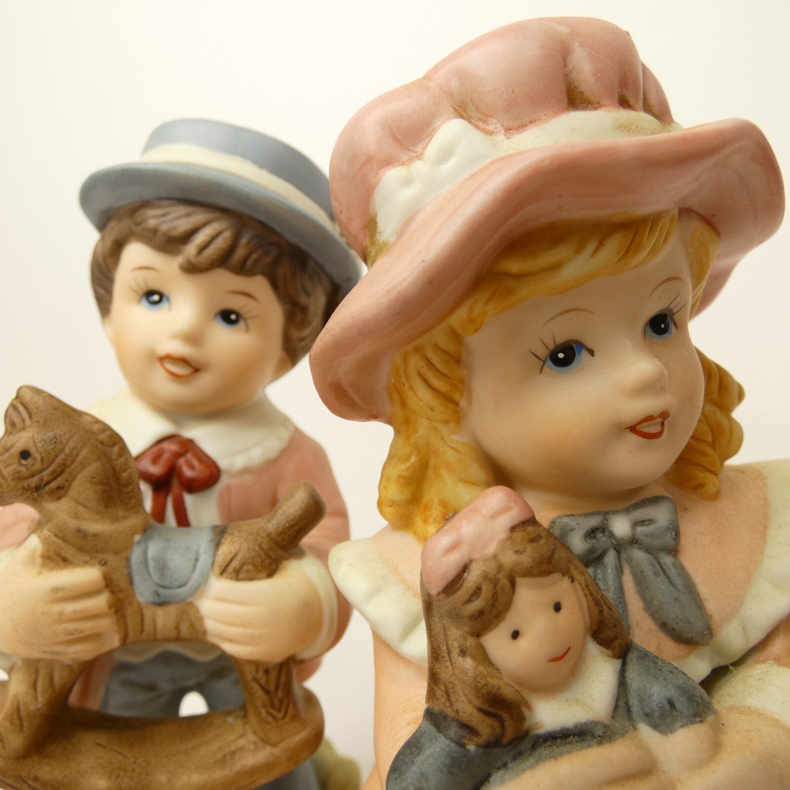 Vintage 1970’s Homco Girl Doll Boy Rocking Horse Toys Figurine #1419 AGJ&L