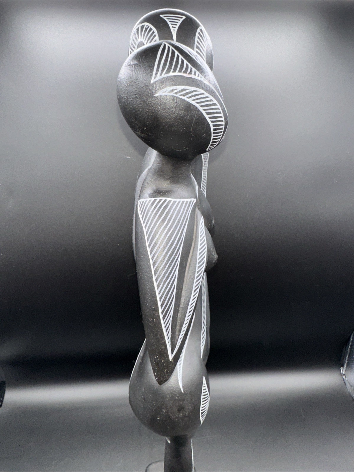 ABSTRACT NUDE INDONESIA HAND-CARVED BLACK HARDWOOD MAN WOMAN EMBRACE KISS