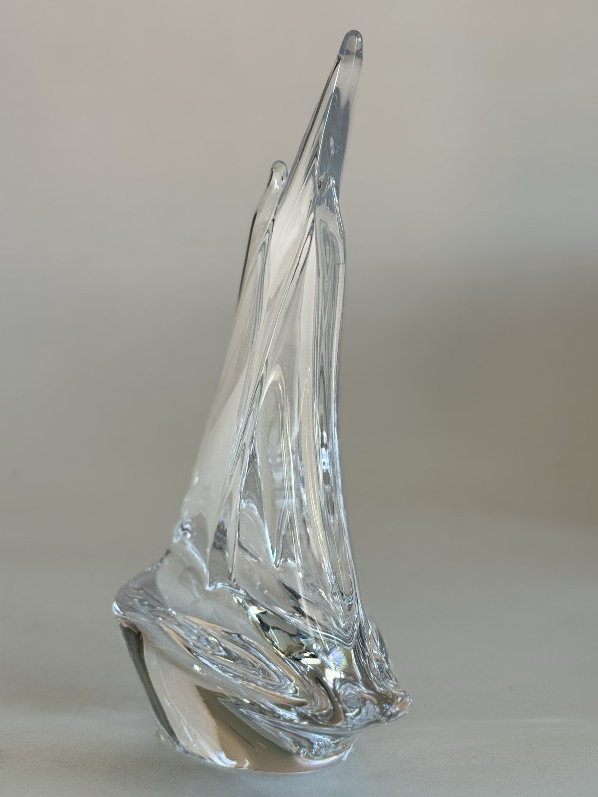 Daum Crystal Sailboat France Signed 7.75” Modern Nautical Art Glass Sculpture