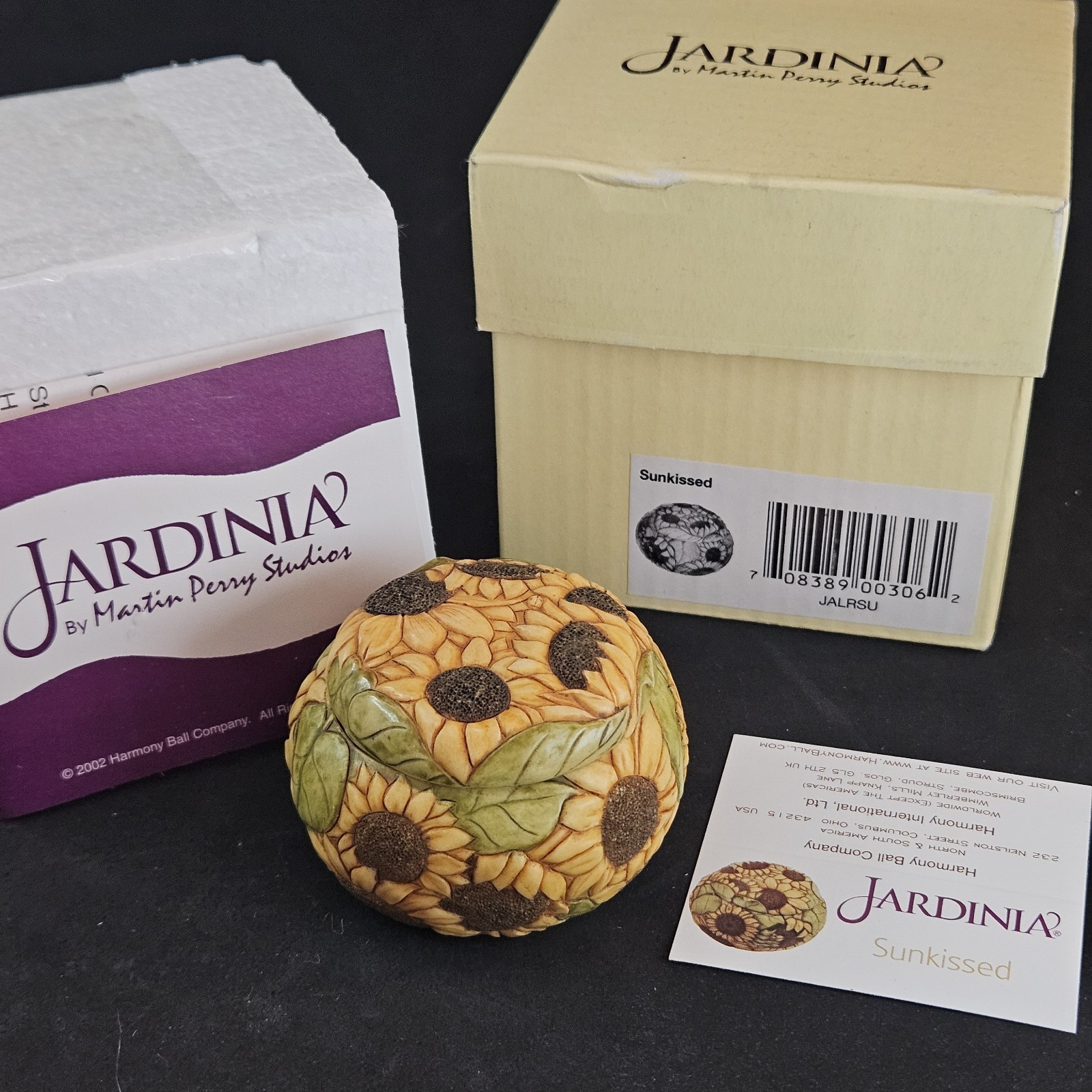 Jardinia Sunkissed Cachepot Sunflowers Trinket NIB Harmony MPS 2002