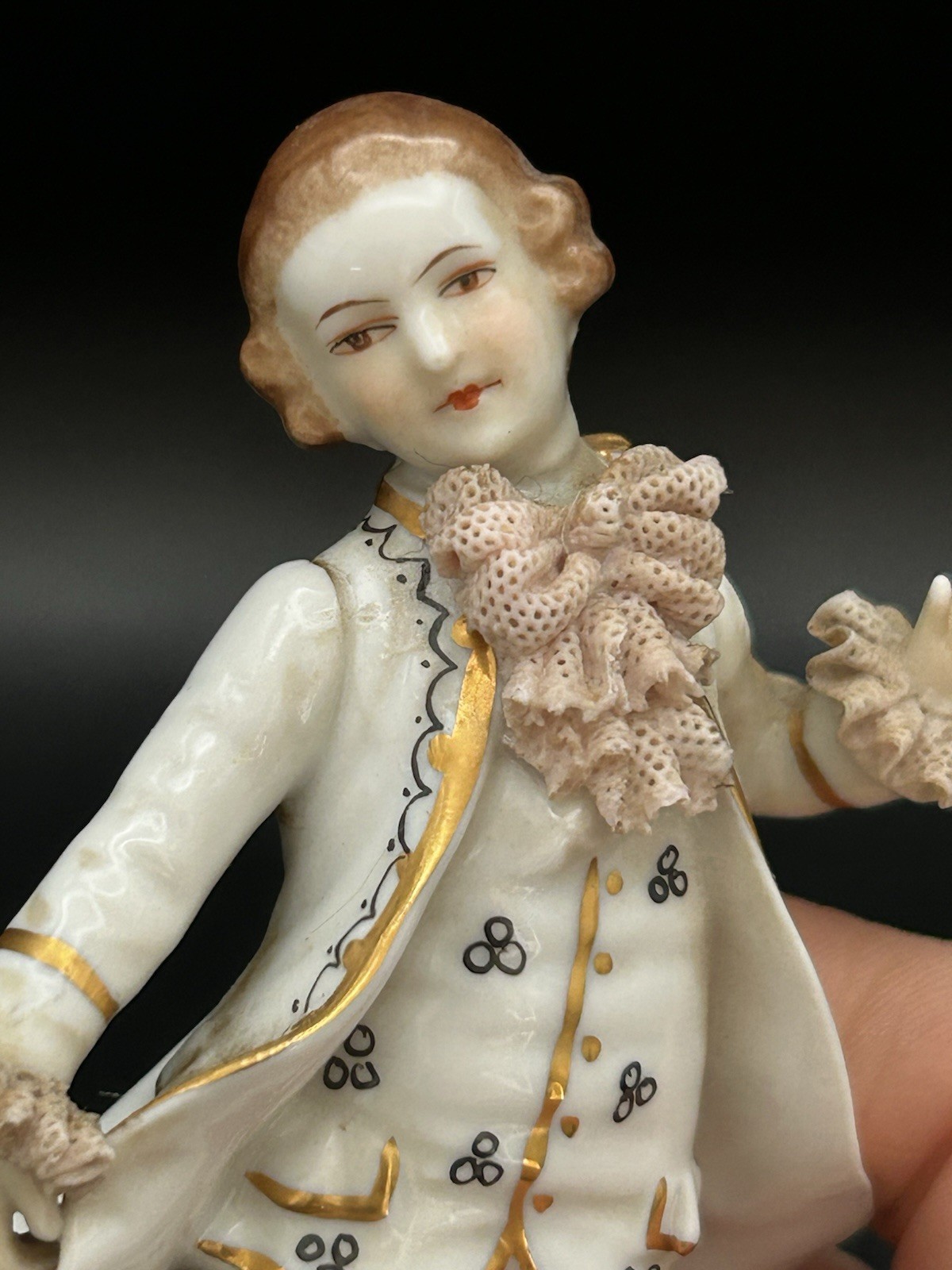 MULLER VOLKSTEDT Hand Painted Dresden Germany Dancing Young Man 5”