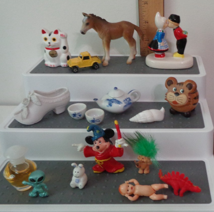 Lot 17 Vintage Miniature Shelf Trinkets Figurines Eclectic Mixed Materials