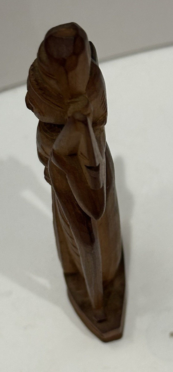 Vintage Wooden Carved Goddess Figurine Made in India Approx. 3 3/4 x 1 1/4