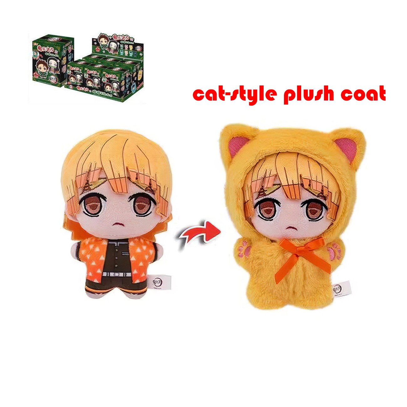 EAKI Demon Slayer Kimetsu No Yaiba Agatsuma Zenitsu Cat Party Plush Series 14+