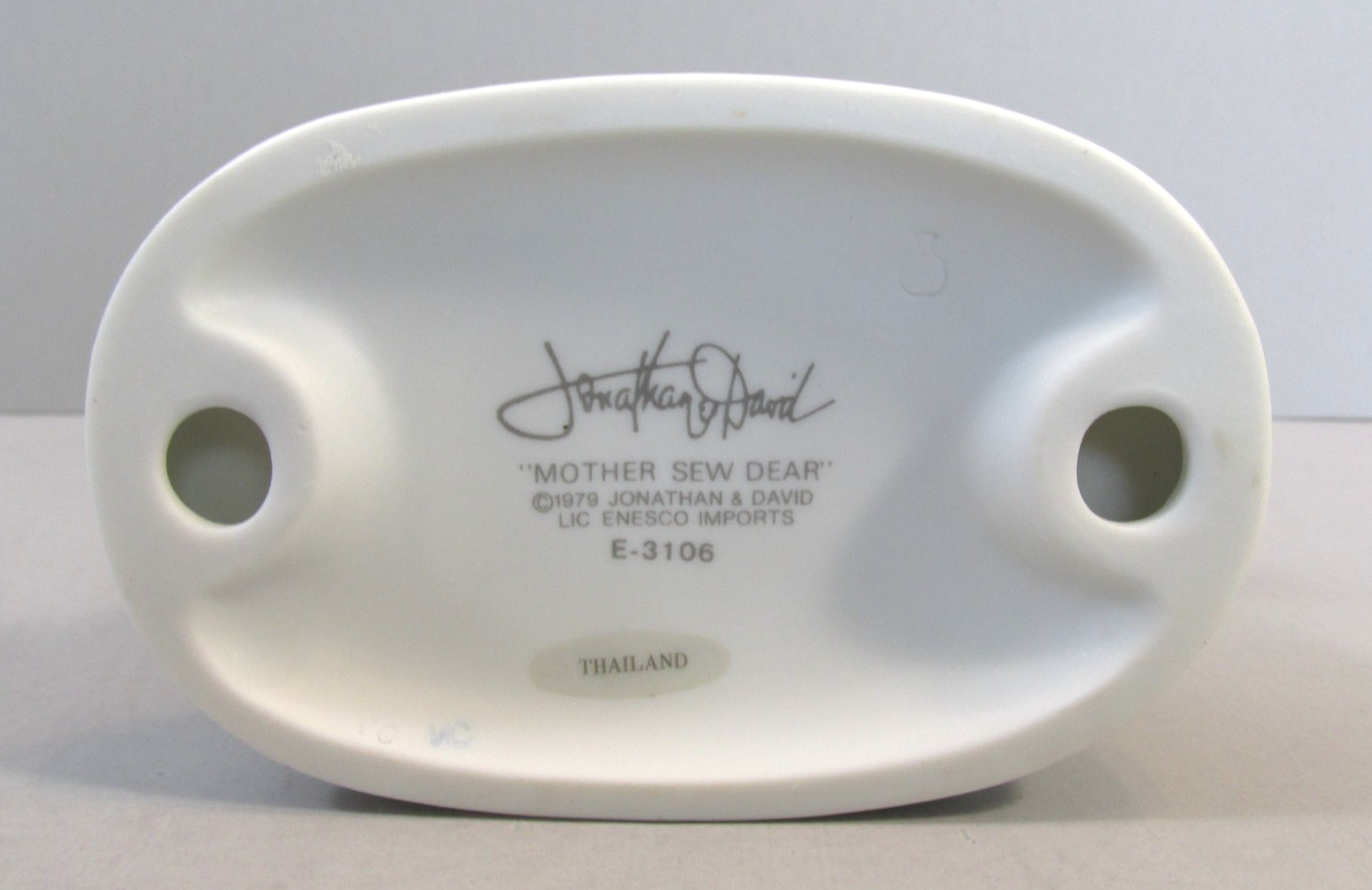 1979 Precious Moments “Mother Sew Dear” Embroidering Fig. – E-3106 – Vessel Mark