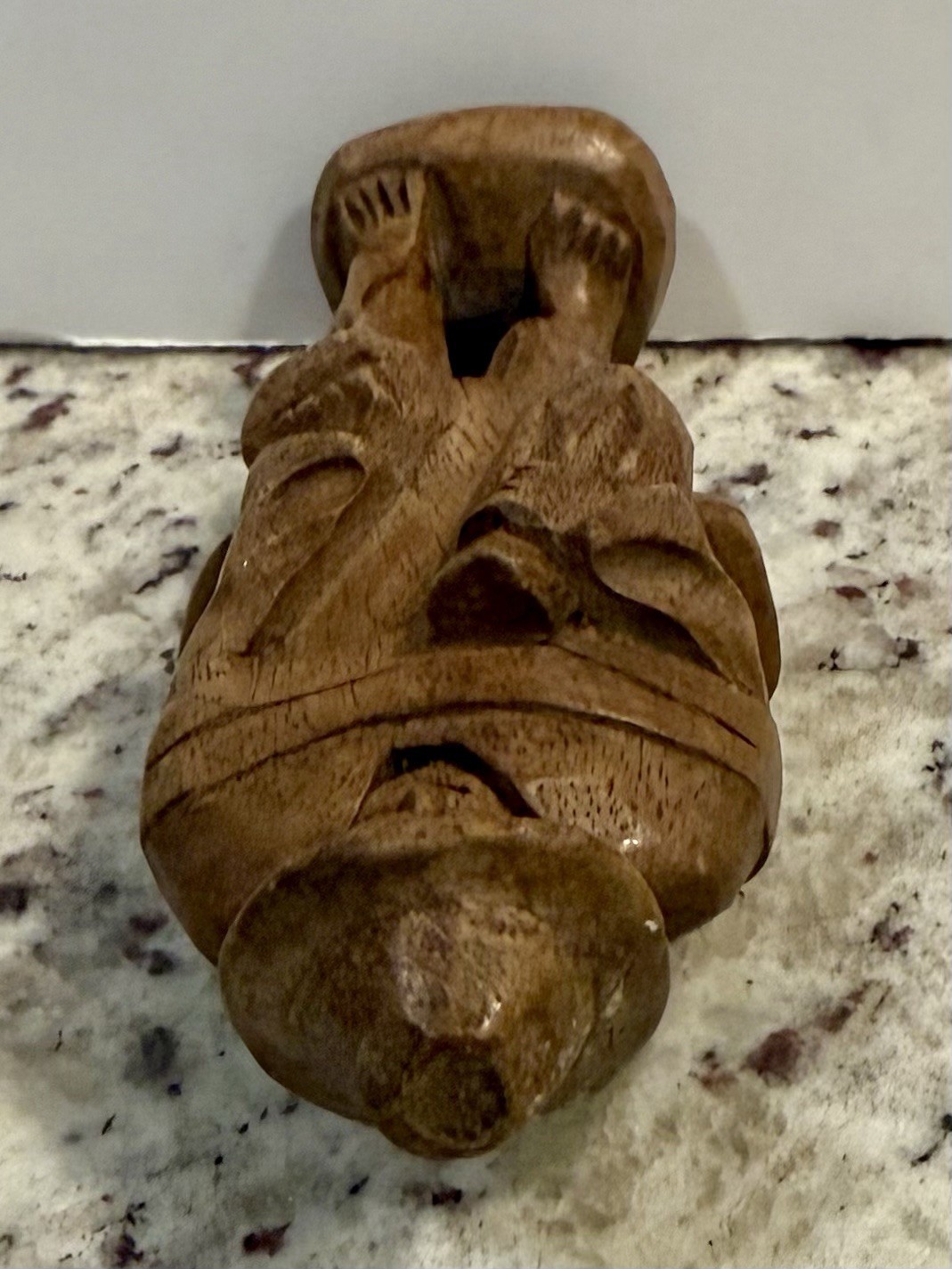 Hand-Carved Wooden Barefoot Traveler Man Sculpture Figurine 6in