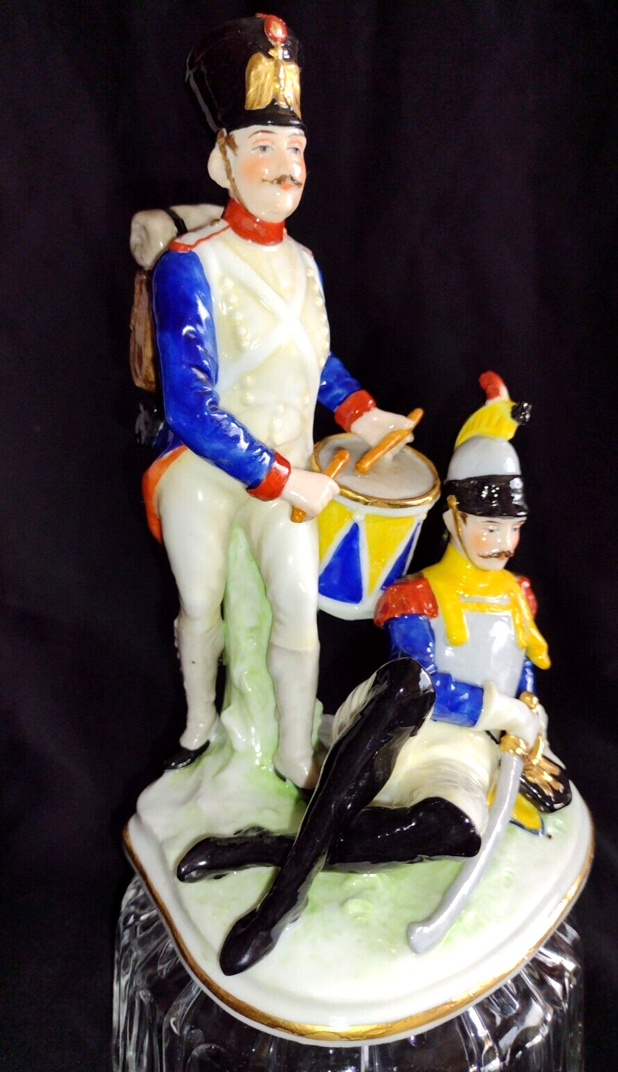 Antique Volkstedt E&A Muller Thuringia Hand Painted Figurine 2 French Soldiers