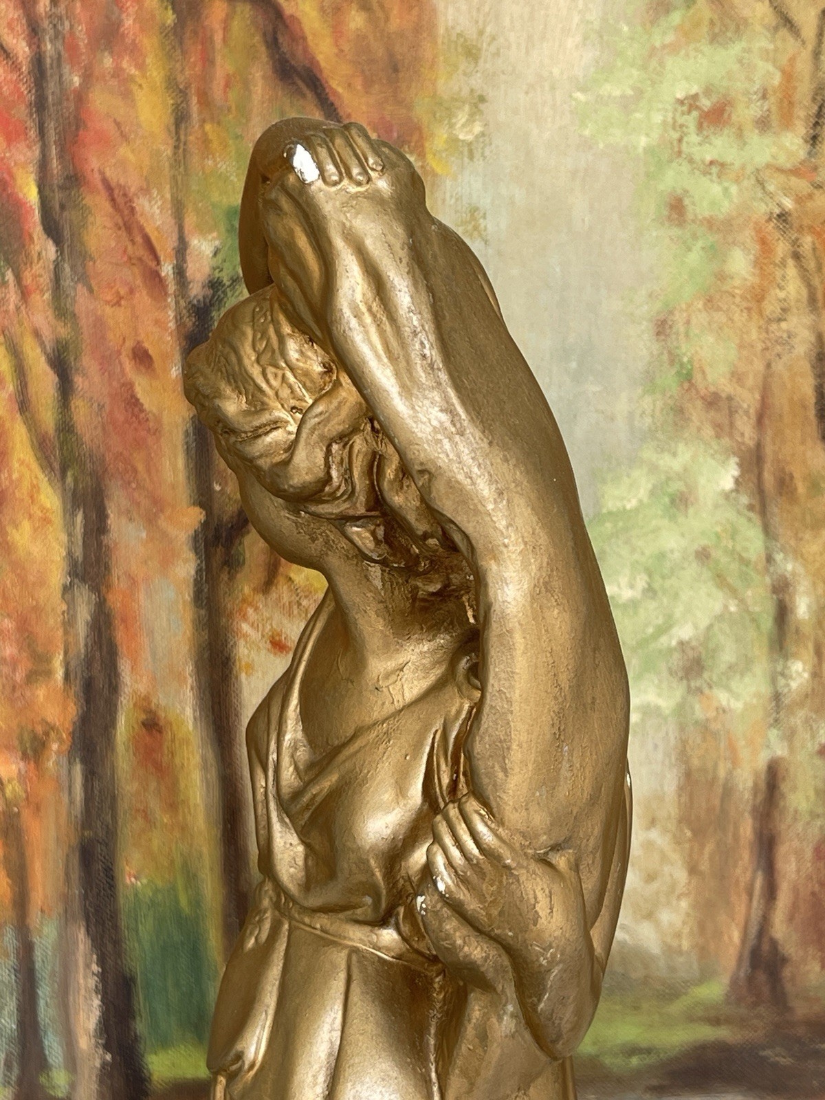 16″ Vintage MCM Artistic Royalties Gold Plaster Roman Greco Goddess Statue #1819