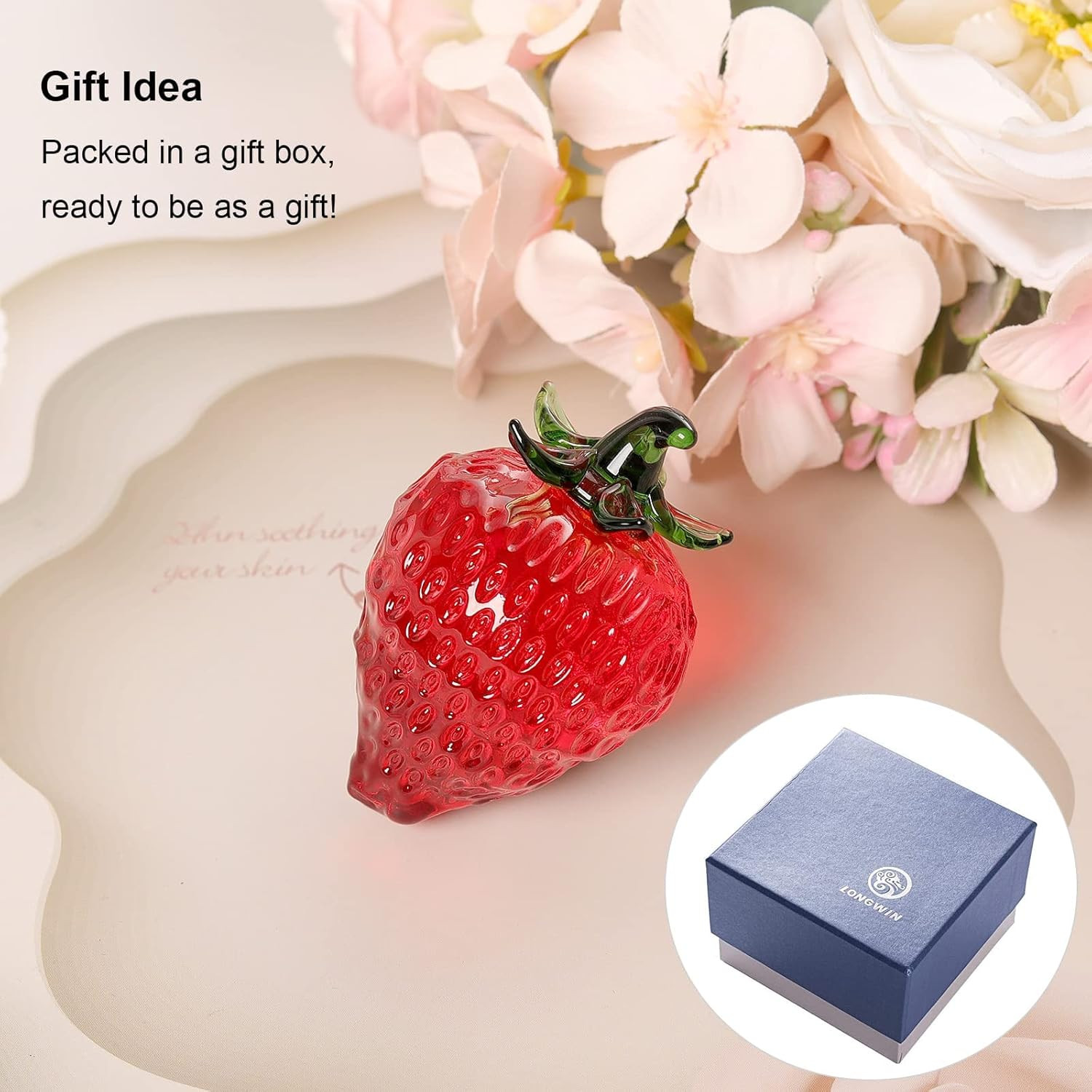 Crystal Mini Strawberry Collectible Figurines Paperweight Glass Fruit Figurine T