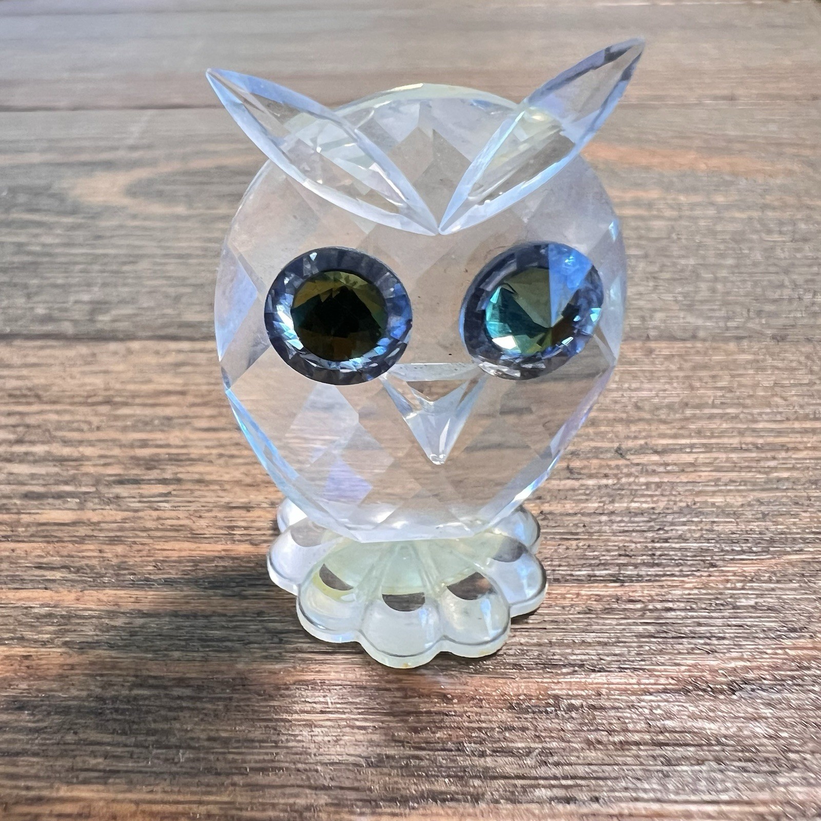 Crystal Owl Figurine Miniature Feathered Beauties Citron Eyes Made In Austria