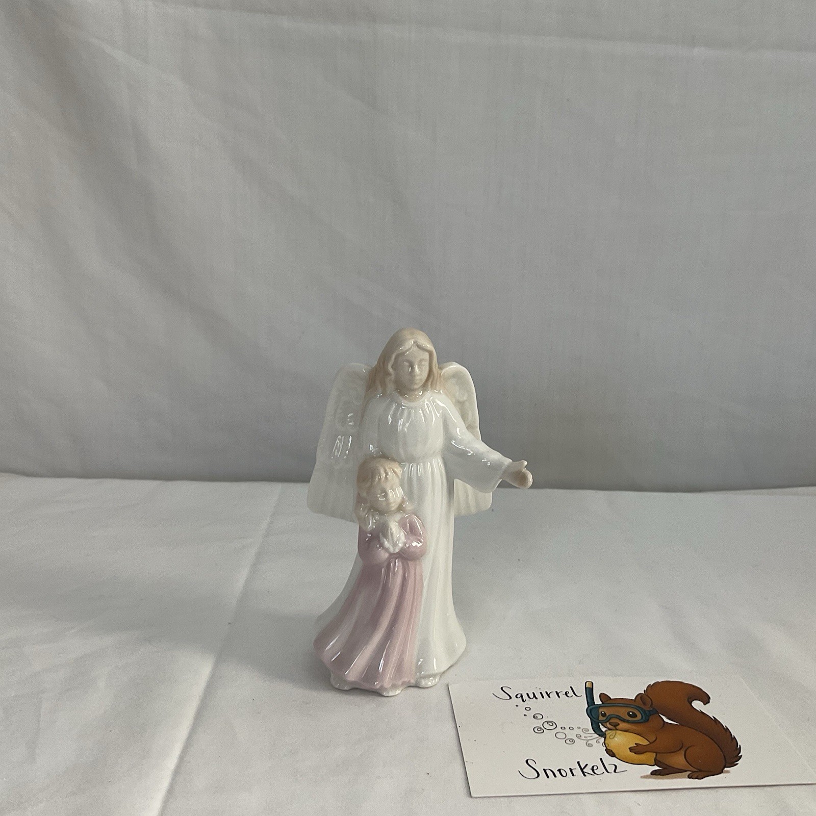Porcelain Guardian Angel Figurine, 4”