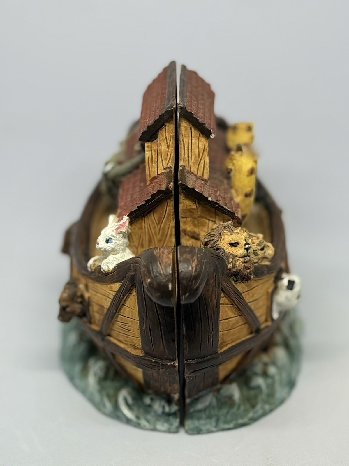VTG Noah’s Ark Hinged Resin Figurine – Trinket Box with Animals Inside 3.5″