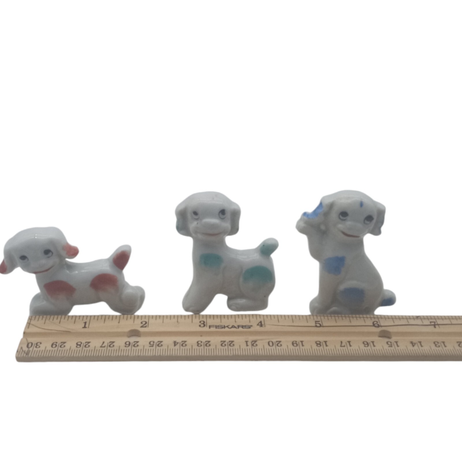 Vtg Anthropomorphic Small Ceramic Dog Figurines Set Of 3 Marked Japan
