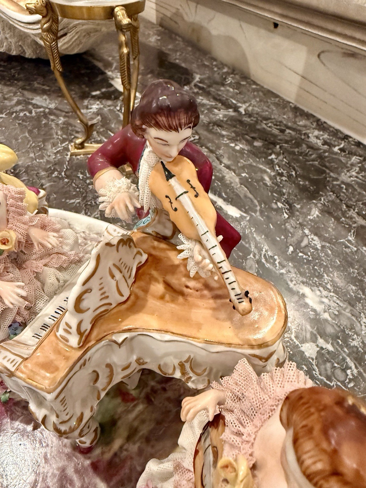 Dresden Muller Volkstedt Porcelain Figurine Musical Family Large