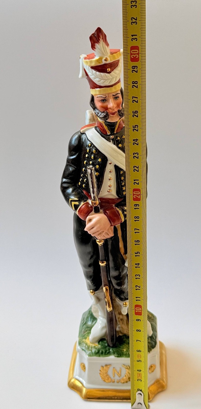 Vintage 12.6 Capodimonte Porcelain French Napoleonic Grenadier Soldier Statue