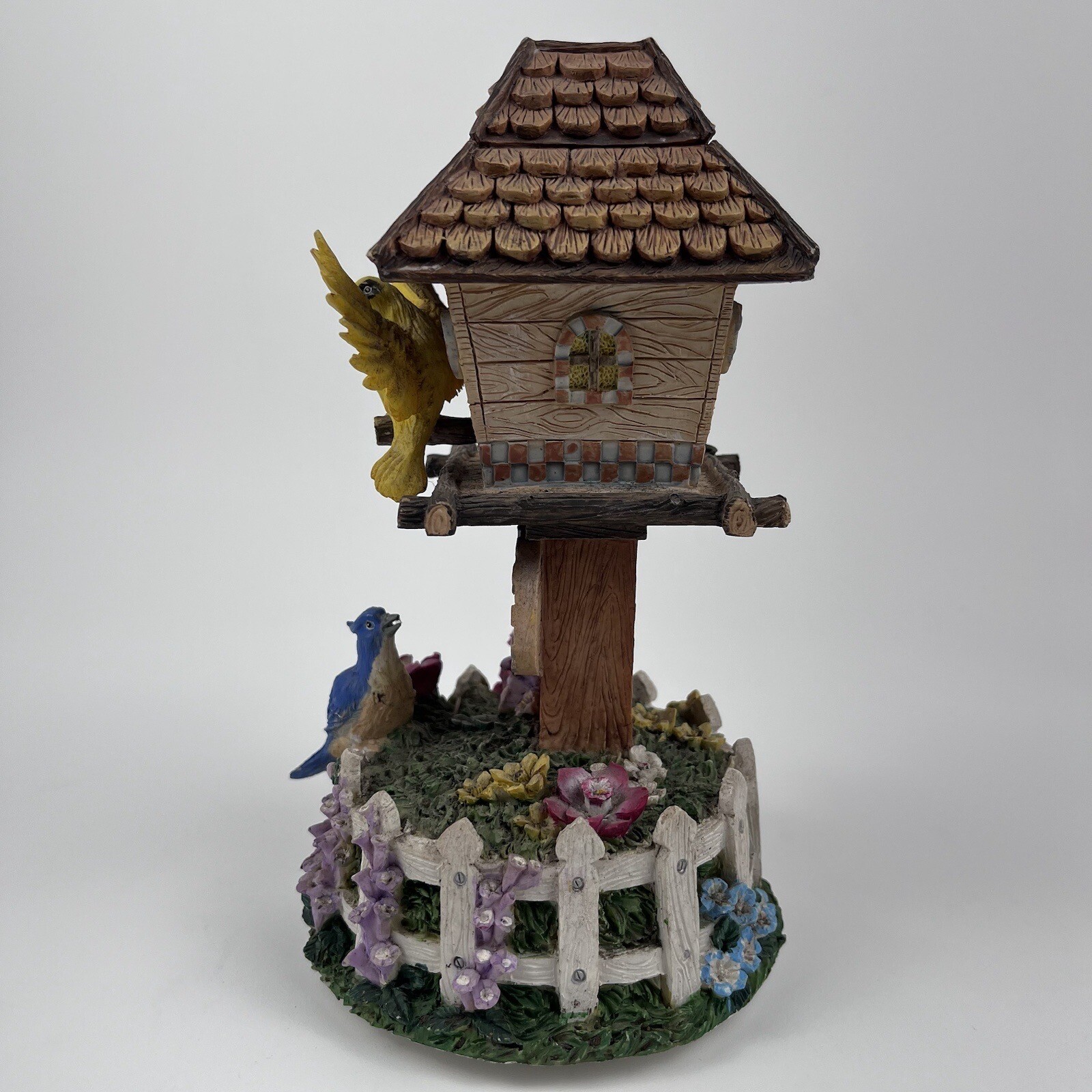Birdhouse Music Box With BIRDS And FLOWERS 8″ Figurine with Welcome Sign