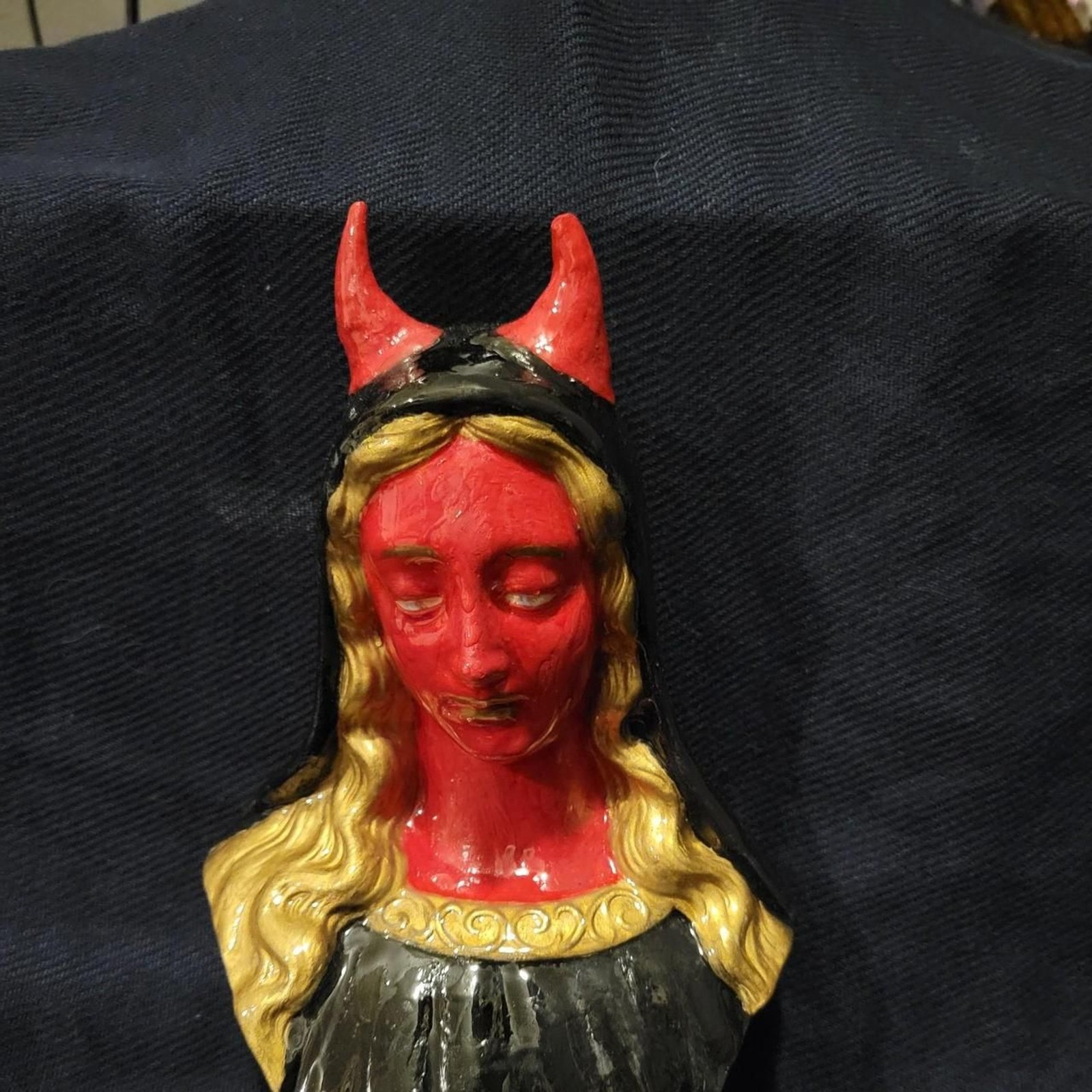 Devilinspired Black and Red Sculptures