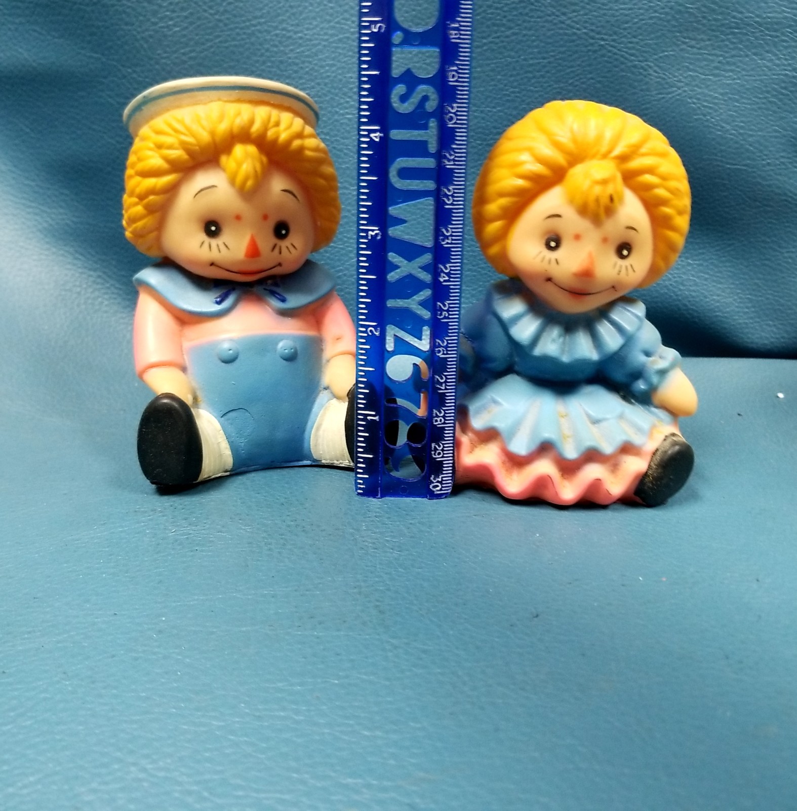 VTG 1970s Raggedy Ann Andy Pliable Molded Rubber Figurines Night Lights bases