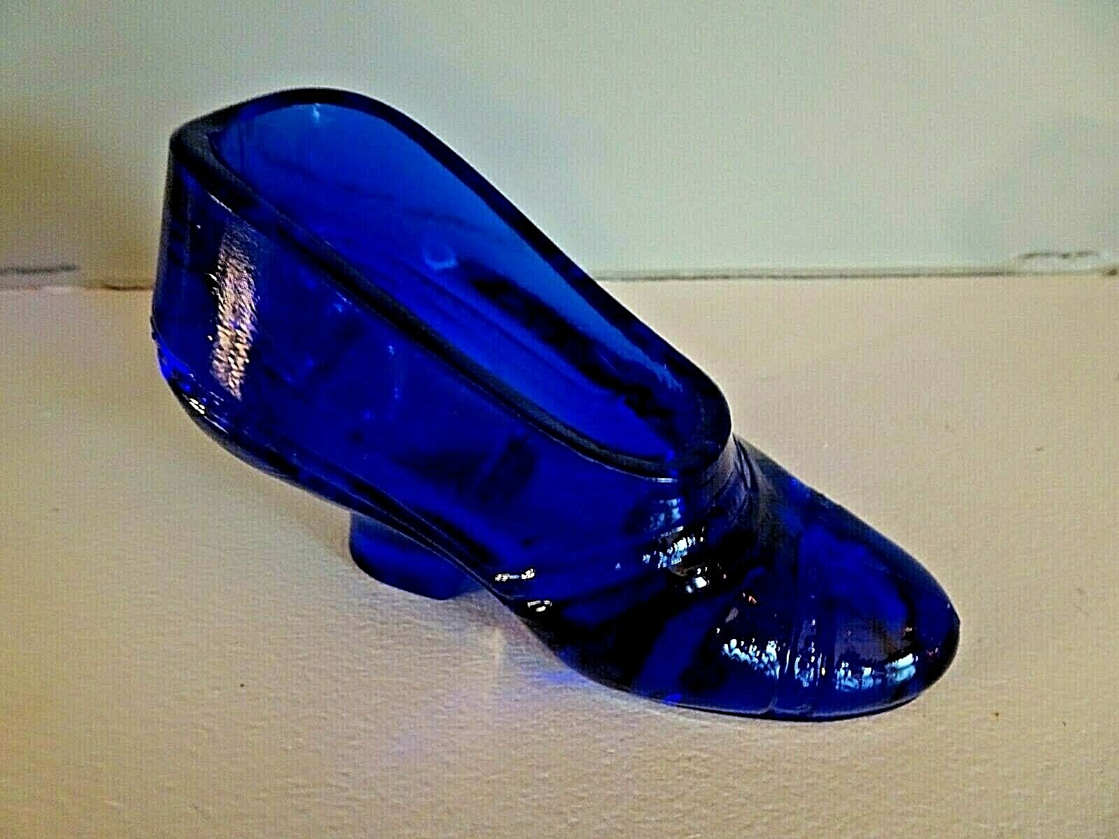 Vintage United States Glass Company Slipper Shoe Cobalt Blue Figurine