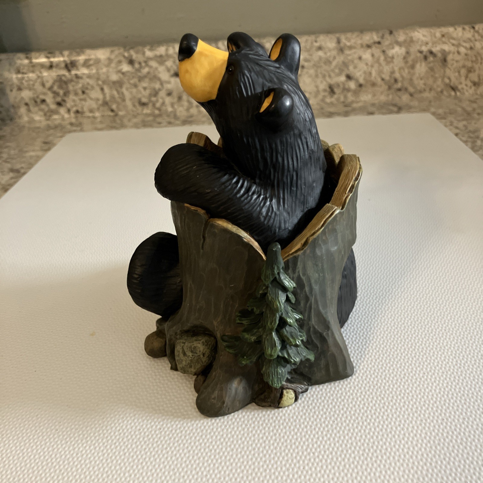 Bearfoots Bears Andy Figurine Vintage Big Sky Carvers Jeff Fleming Tree 6”x6”x4”