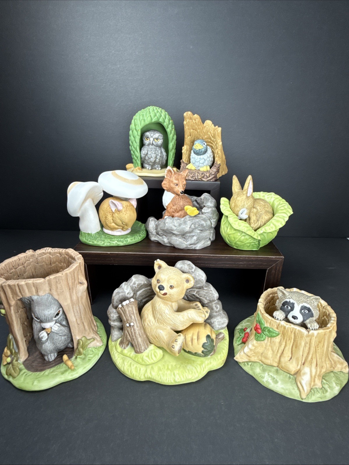 Vintage 1980s Franklin Mint Woodland Surprises Bundle Of 8 Cute Animal Figurines