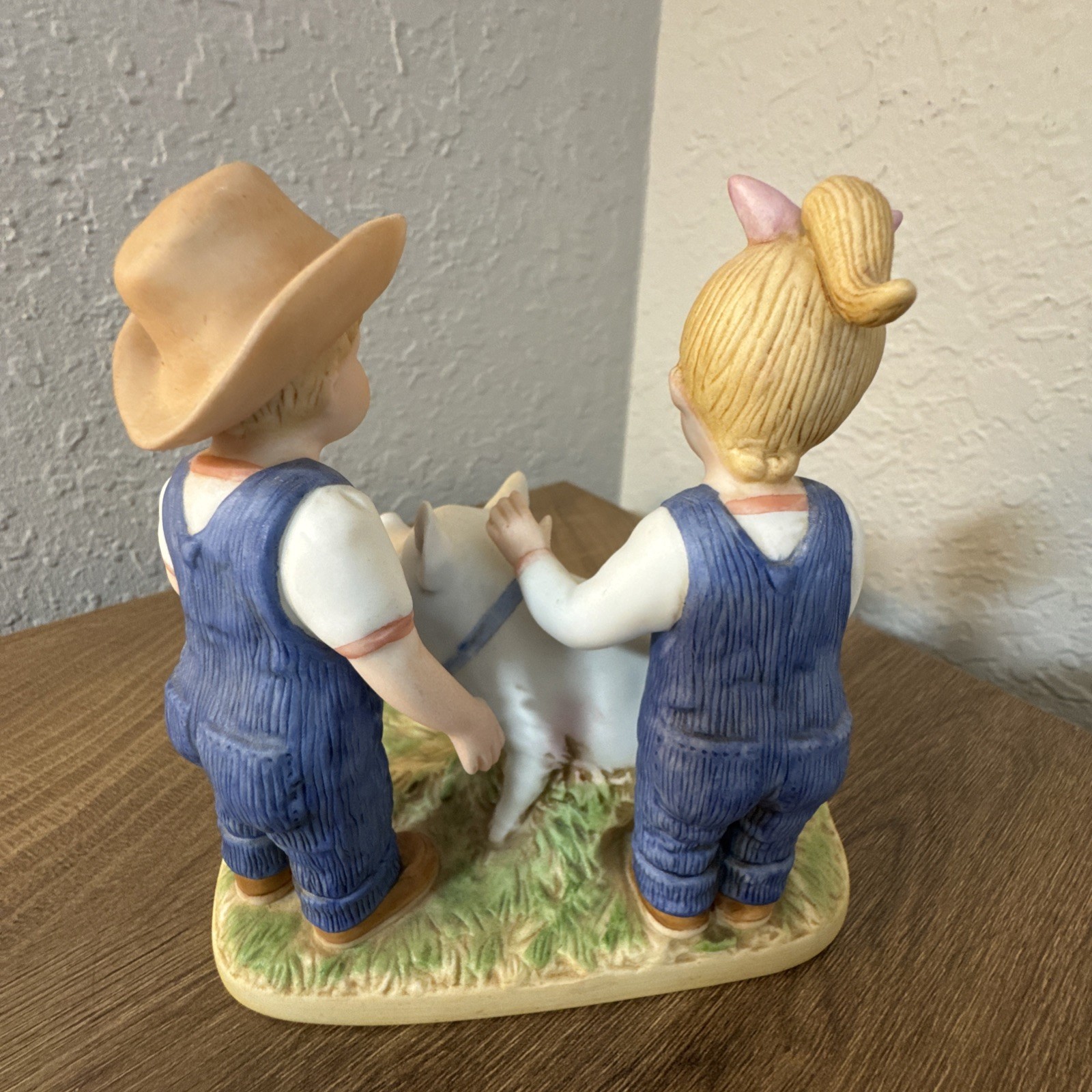 HOMCO Vintage 1985 Farmer Kids Porcelain Figurines DENIM DAYS Lot of 7 Set