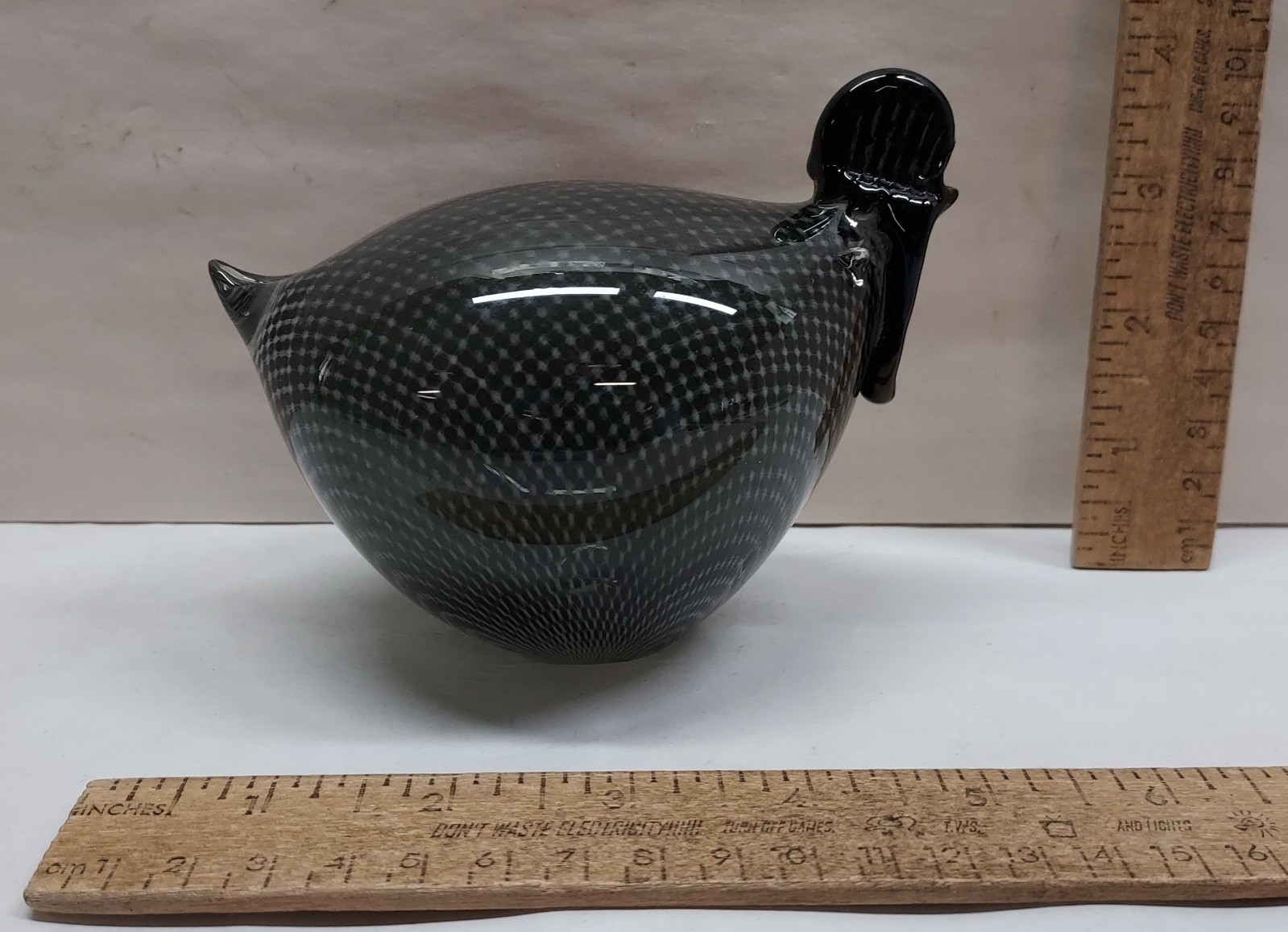 ROOSTER / CHICKEN Figurine – Black and Clear – BLOWN GLASS / GLASS Figure