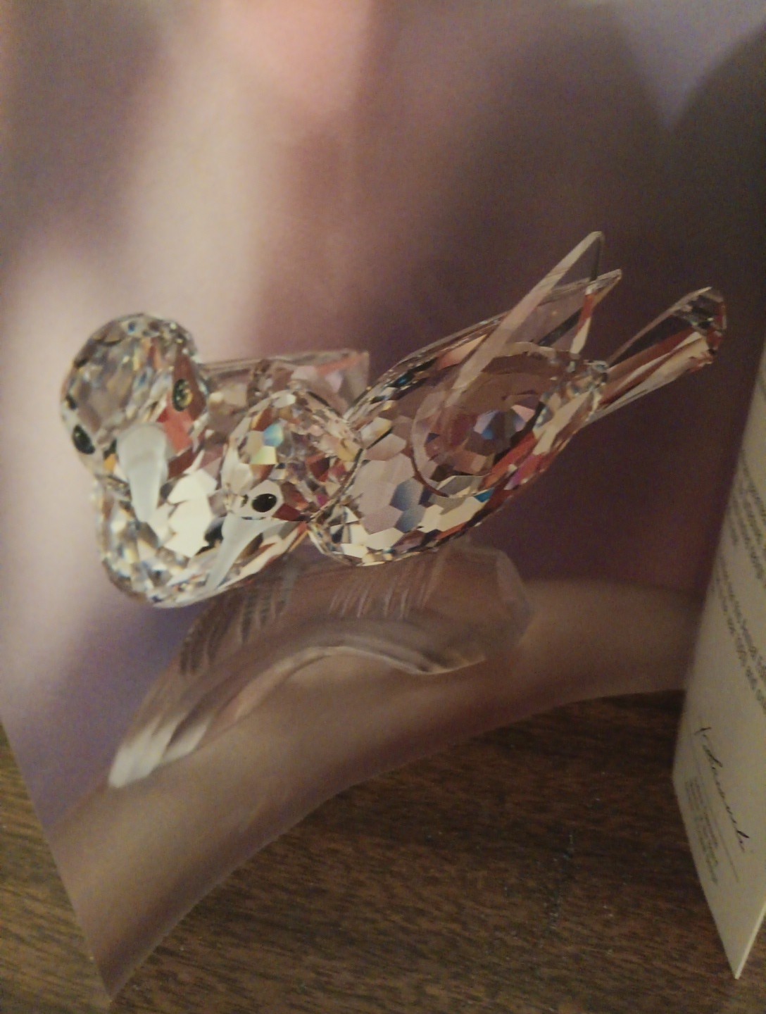Swarovski Figurine Doves Turtle Doves 3 In. High Original packaging certific…