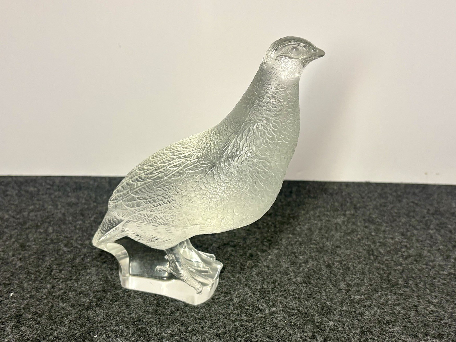 Lalique France Crystal Perdrix Inquiete Quail Partridge Bird Frosted 7 In High