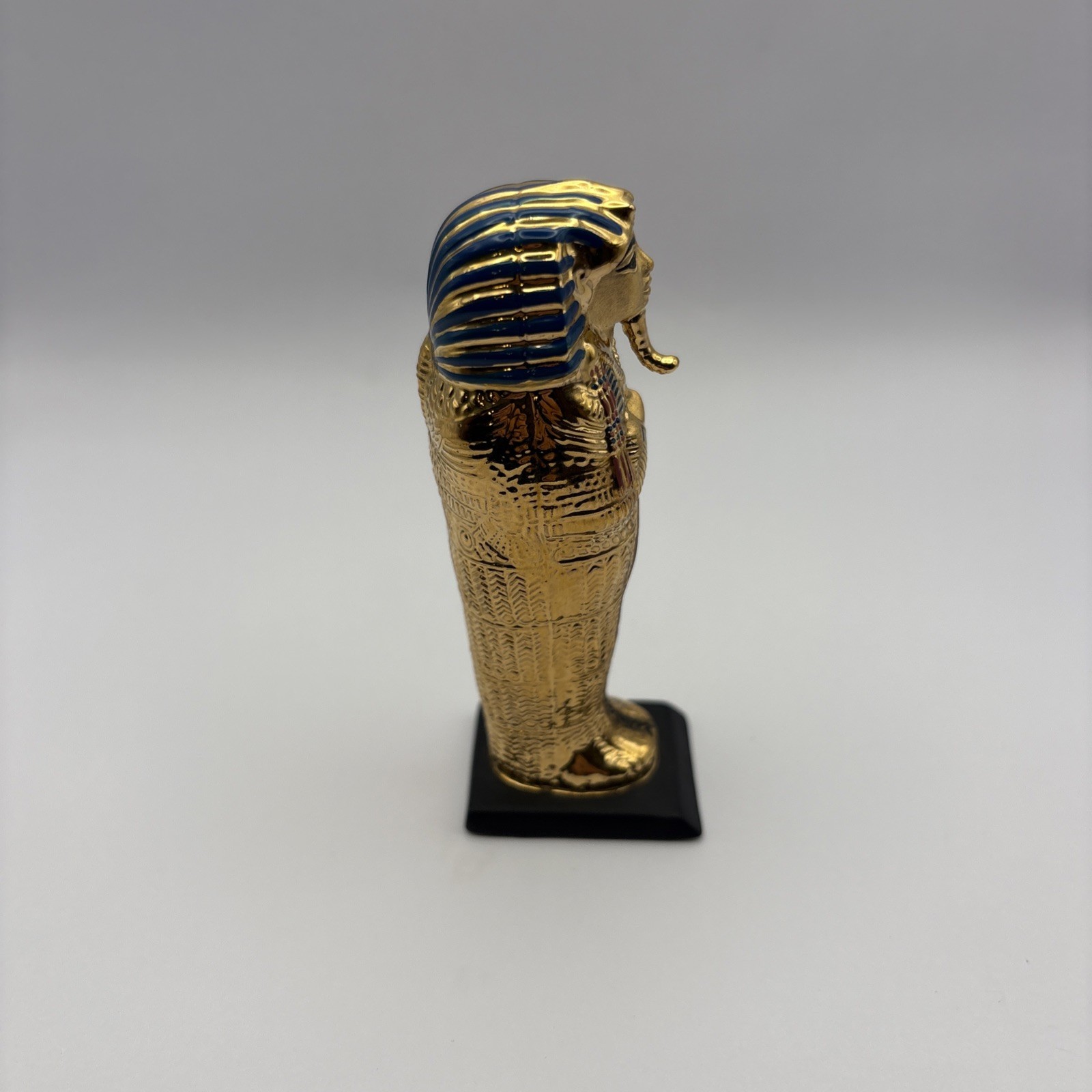 Franklin Mint Egyptian Sarcophagus Figurine Gold-Tone Pharaoh 4” Thailand