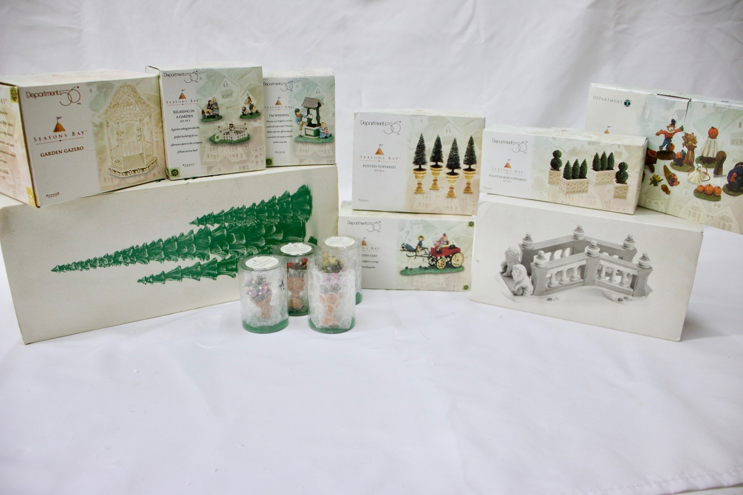 Dept 56 Season’s Bay Landscaping Garden Accessory Lot 13pc Boxed Village