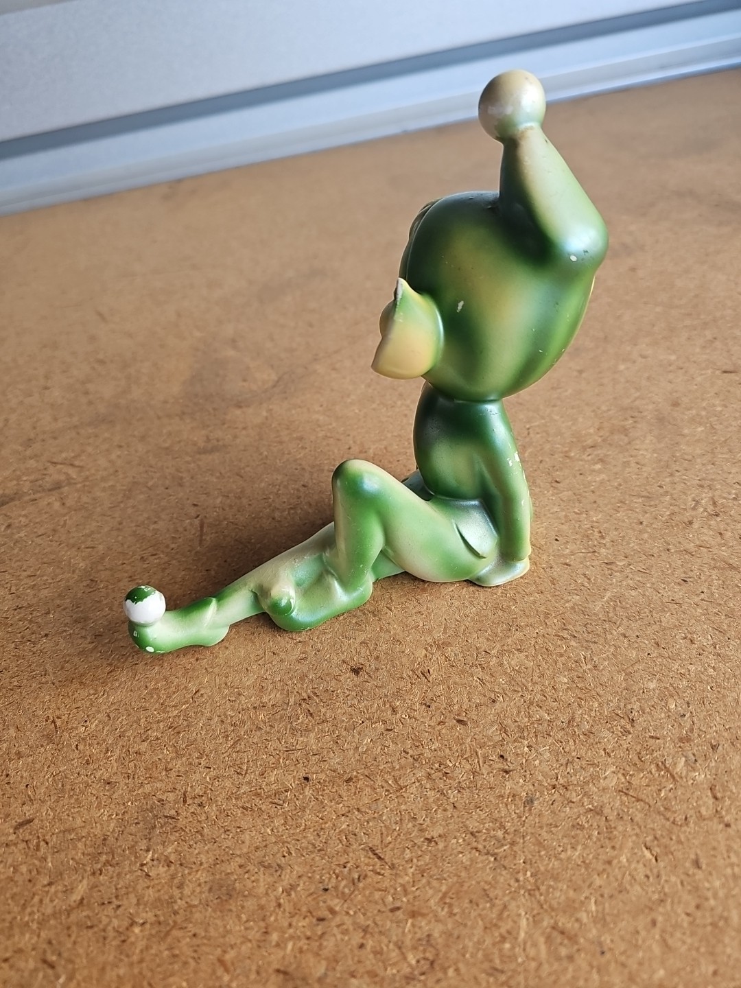 Vintage Bradley Ceramic Pixie Elf Figurine Knee Up 1950s Mid-Century Green Read