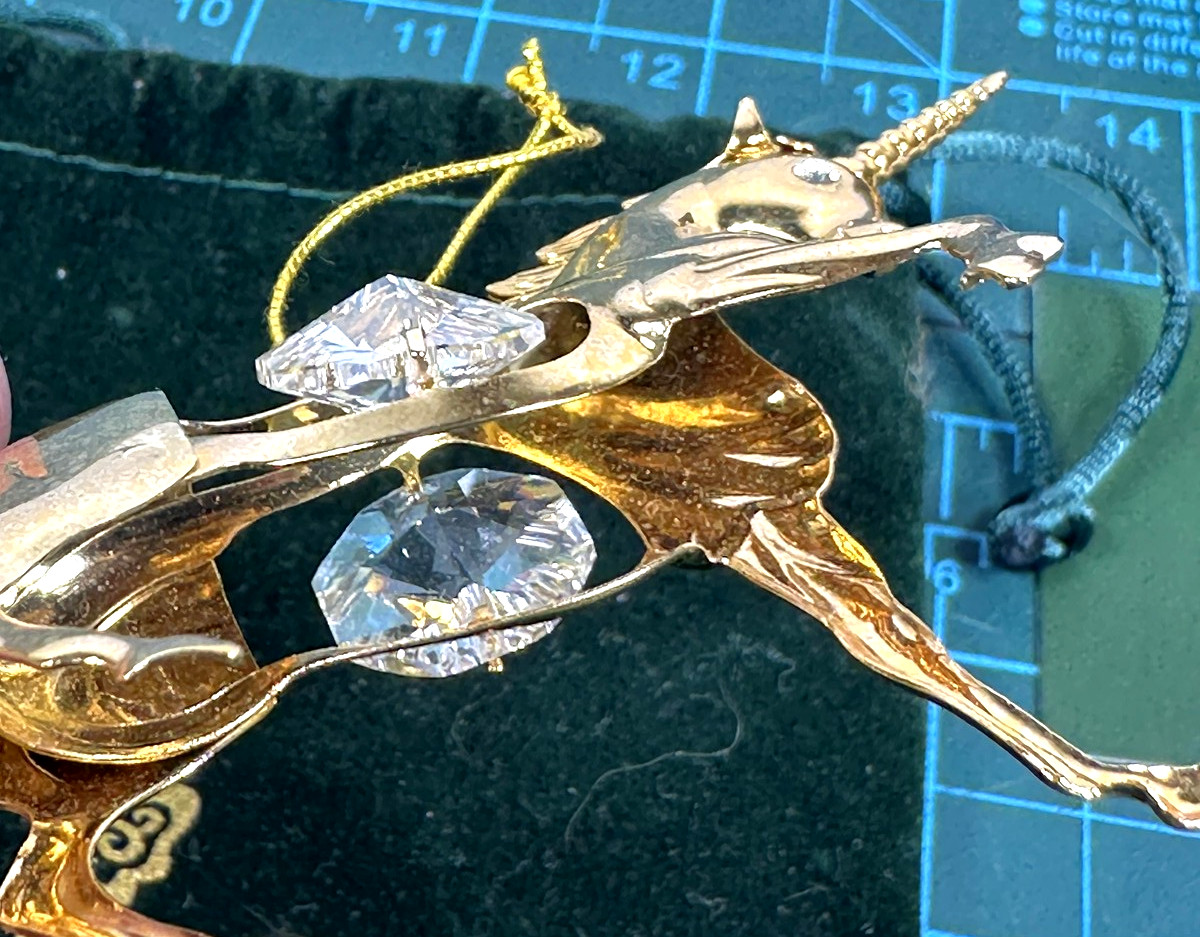 Matashi Crystals Gold Unicorn Ornament Metal Figurine Crystal Small Fantasy