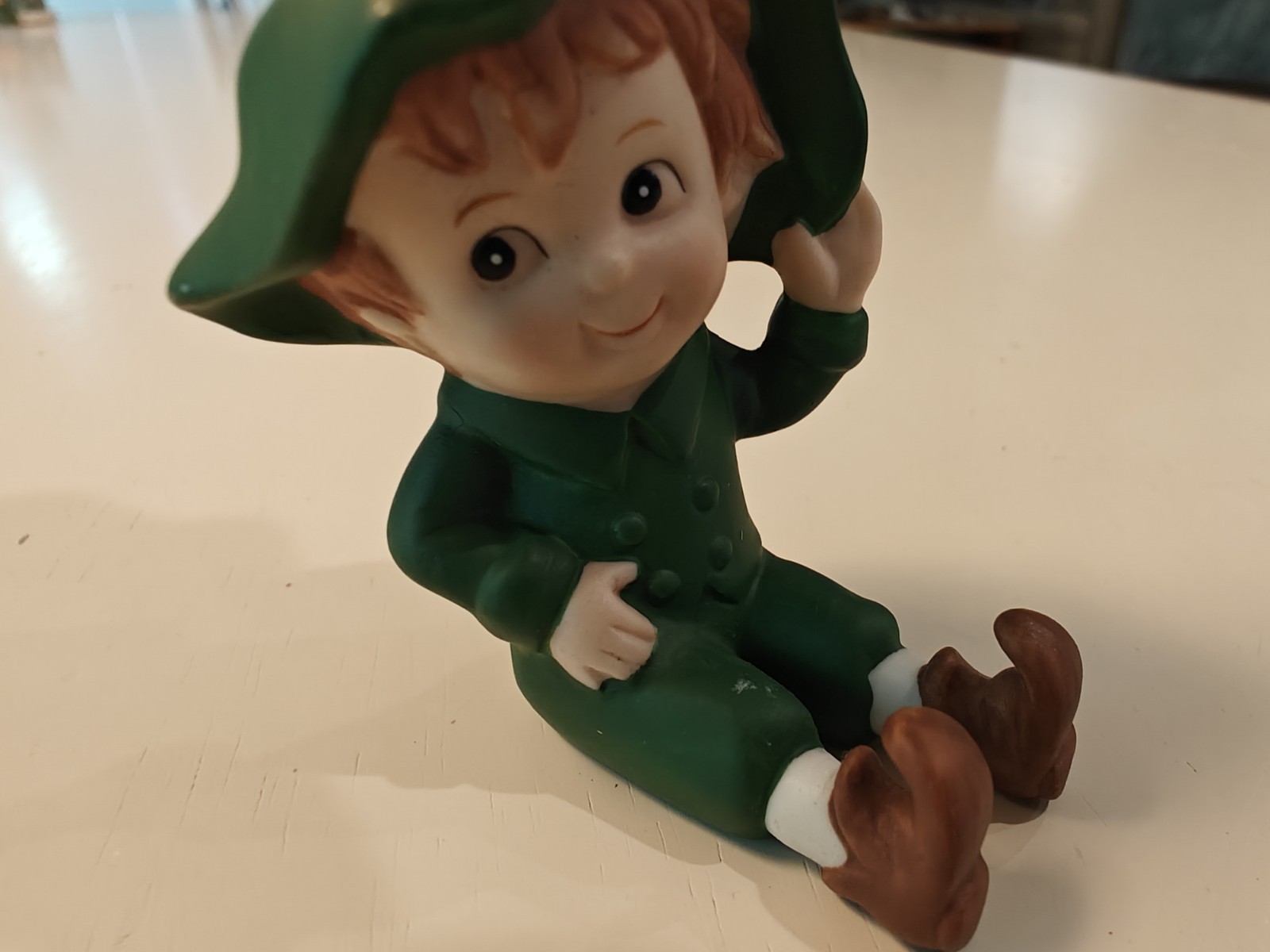 Lefton Ceramic Pixie Elf Leprechaun Irish Figurine Hat with Tag Vtg Collectible