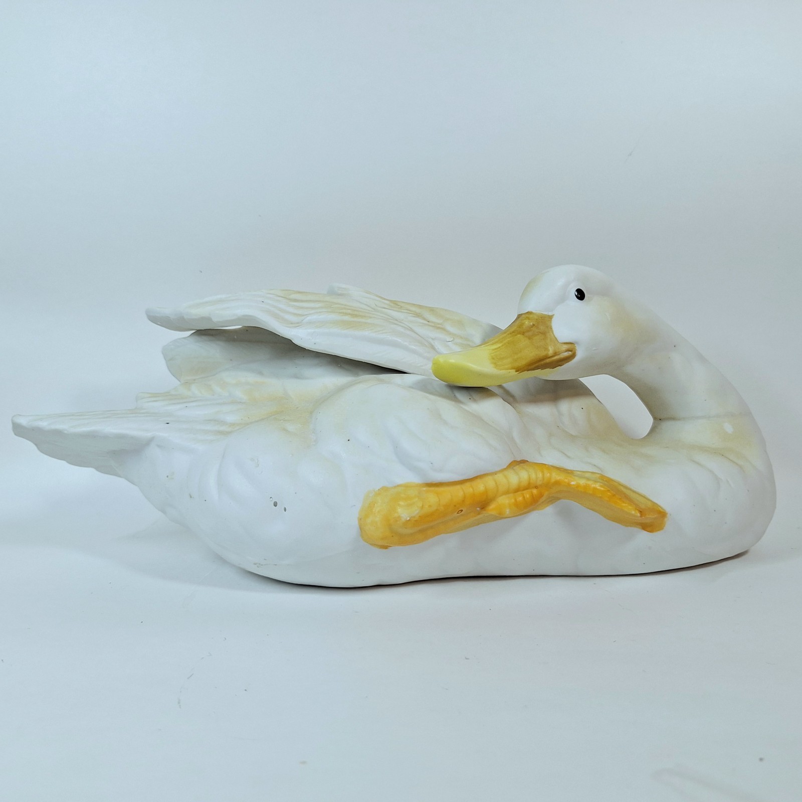 Vintage Artmark / Silvestri Nesting Duck Goose Bisque Porcelain Figure 14”