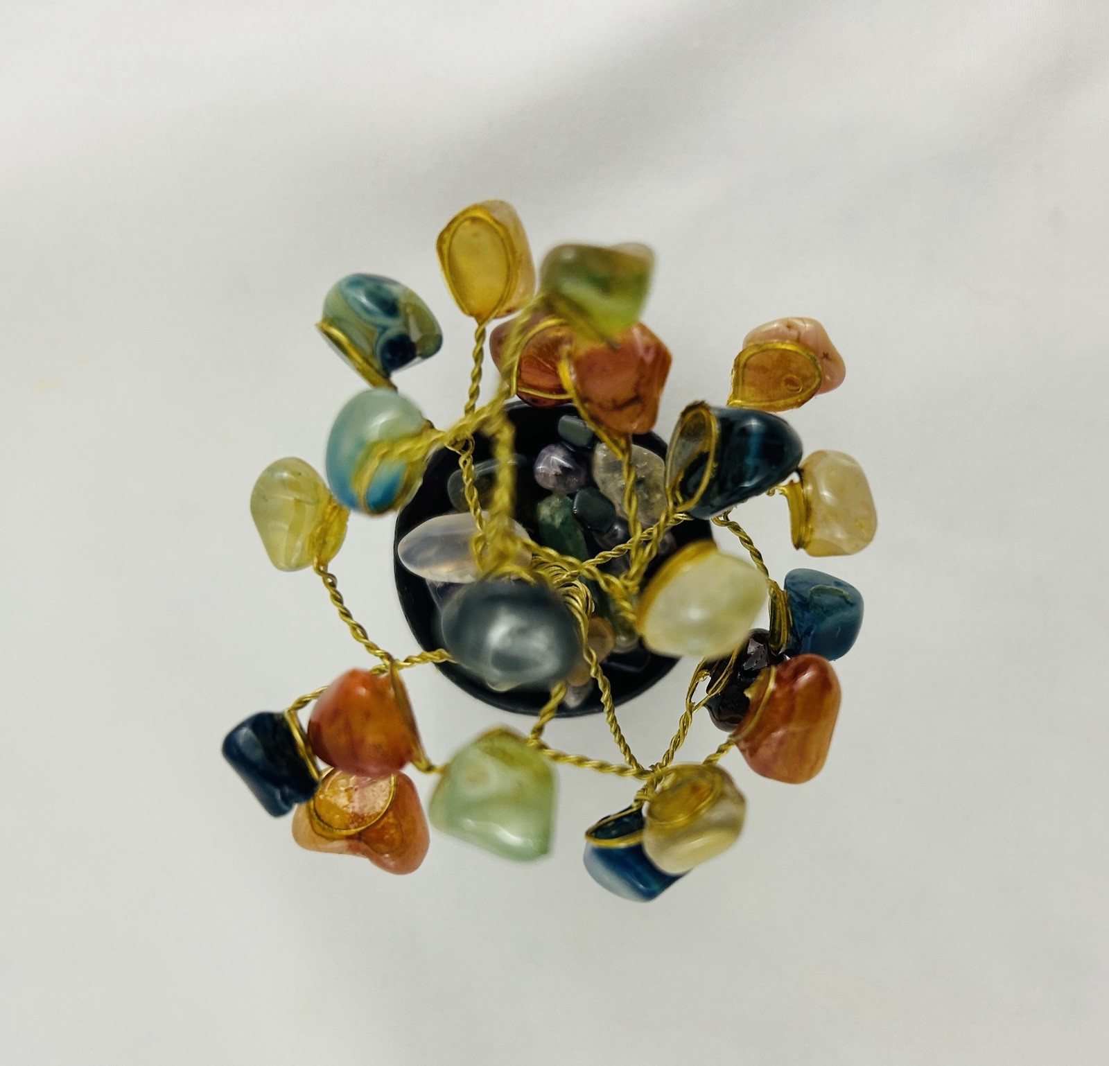 Small Feng Shui Natural Chakra Healing Stones Tree, 3 1/4”