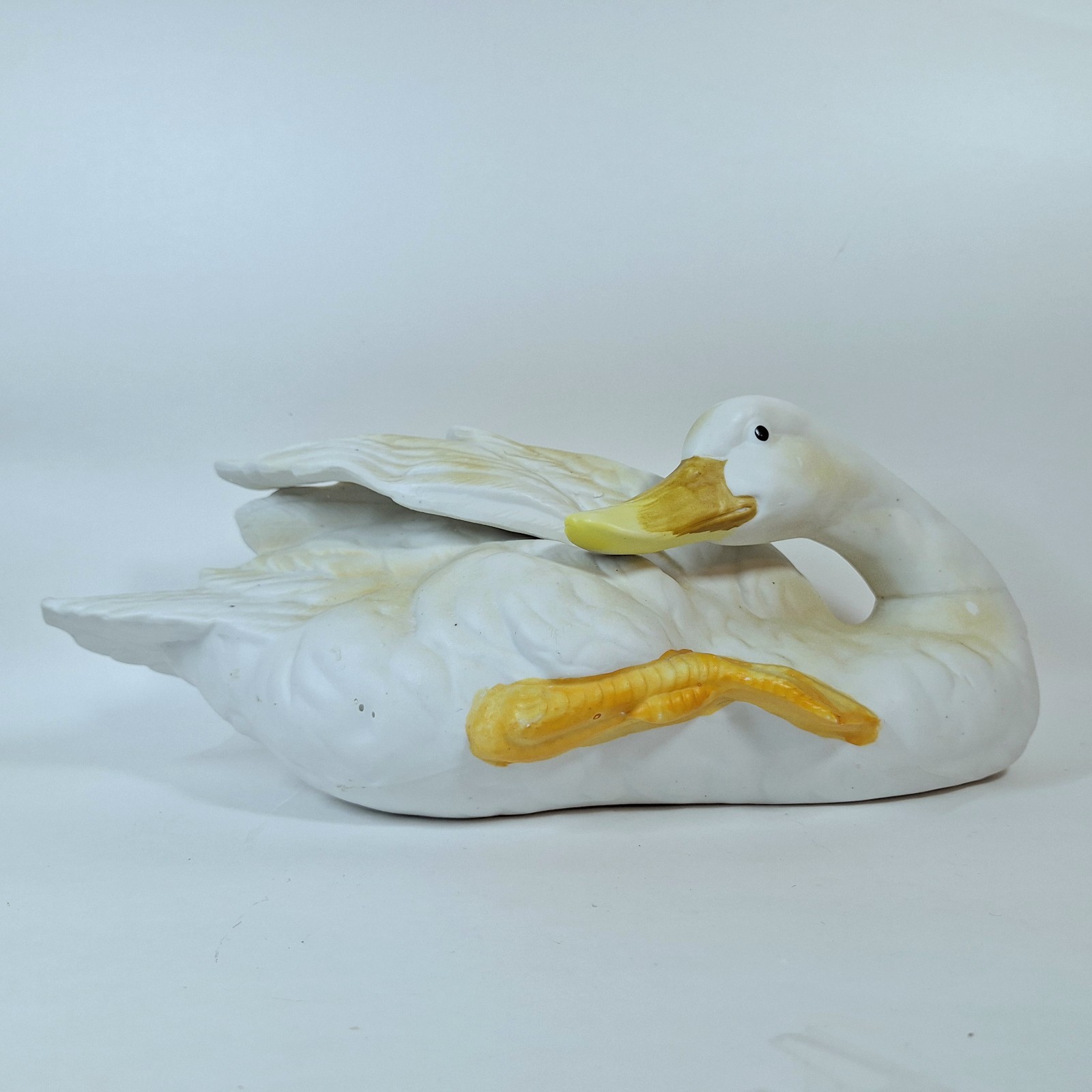 Vintage Artmark / Silvestri Nesting Duck Goose Bisque Porcelain Figure 14”