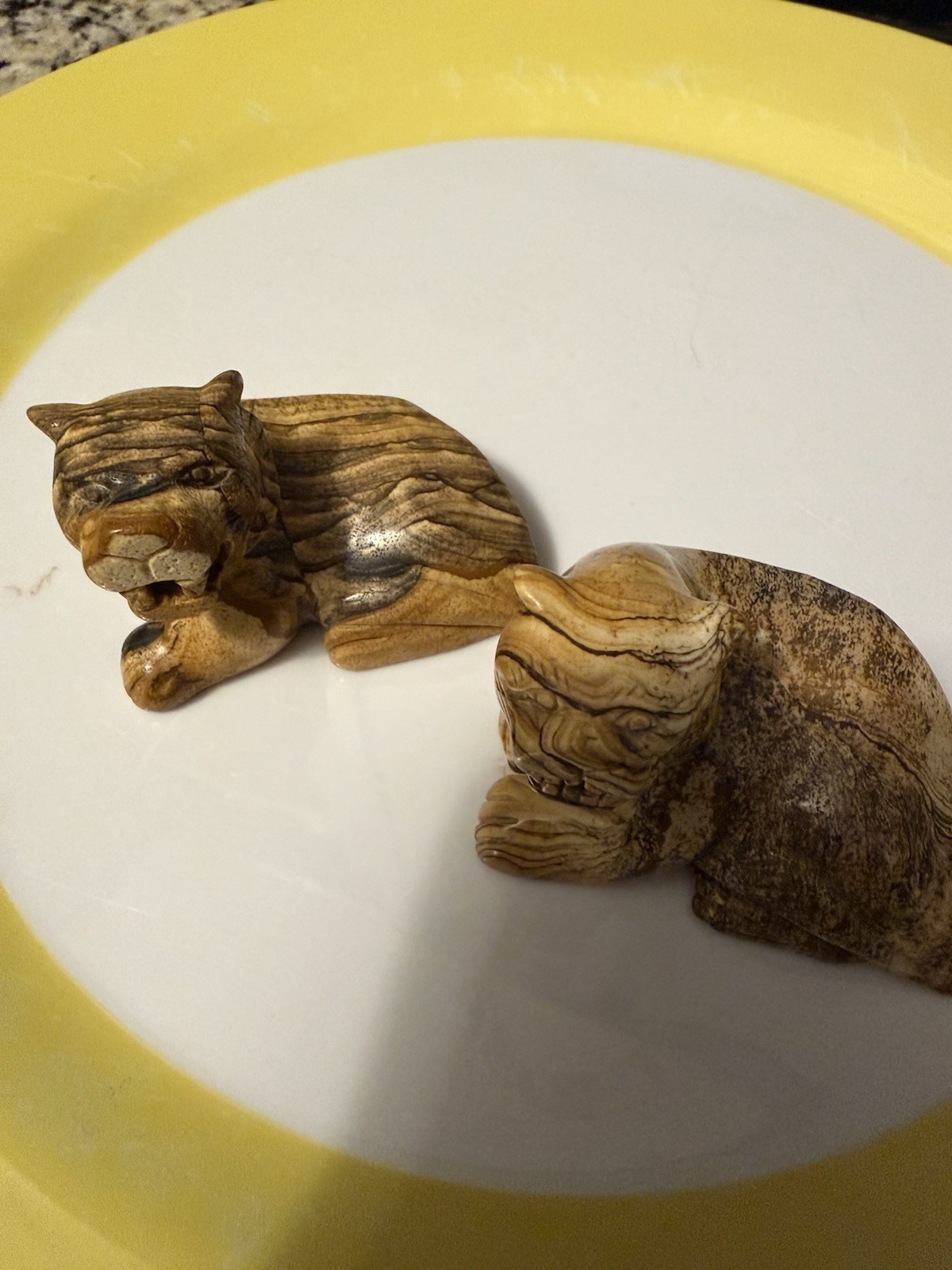 Lot Of 2 Hand Carved Stone Lions, Found In The Iraqi Desert, Age Unknown