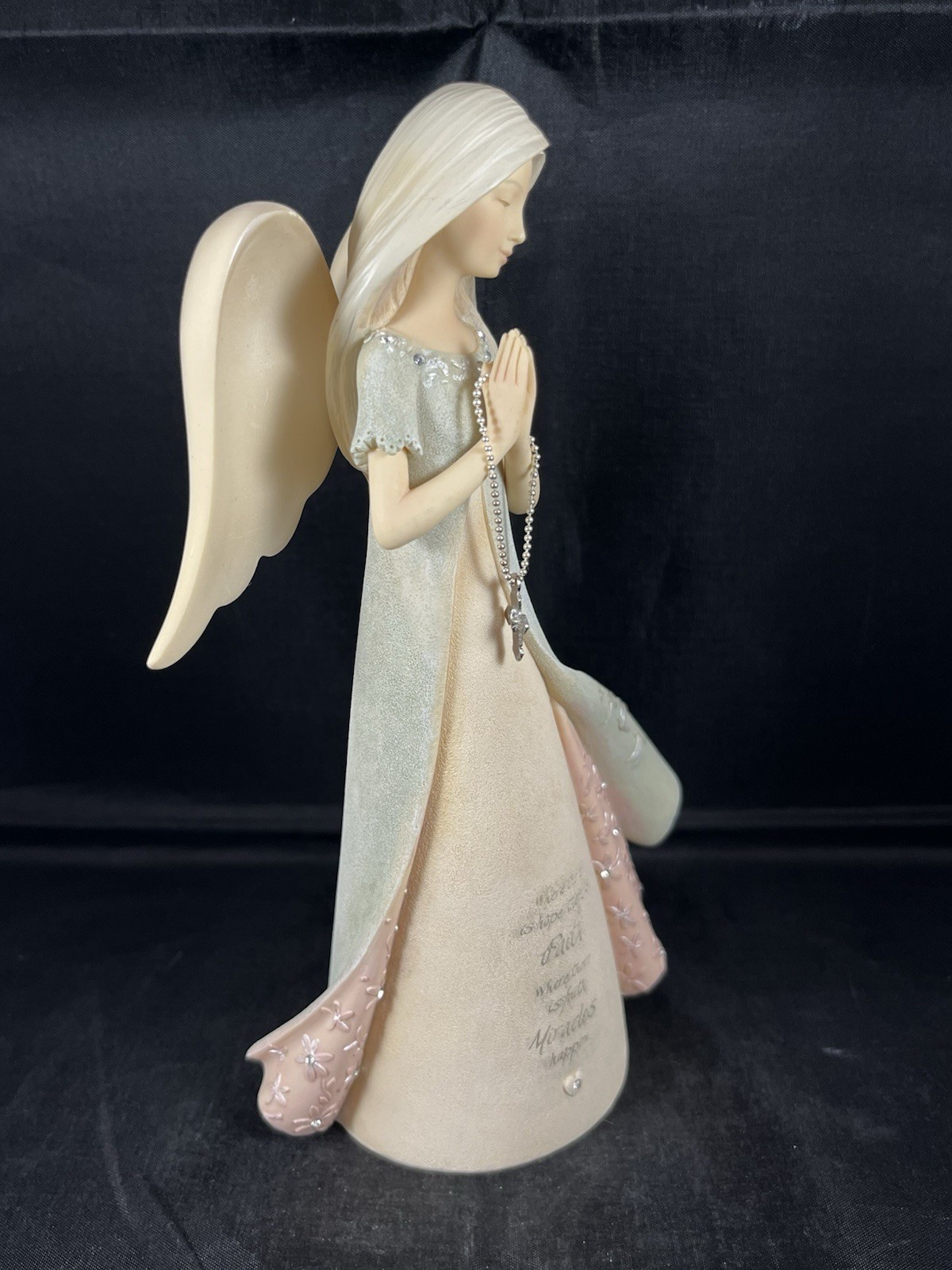 Angel Faith Rosary Praying Stone Resin Figure Foundations 2019 Enesco #6005229