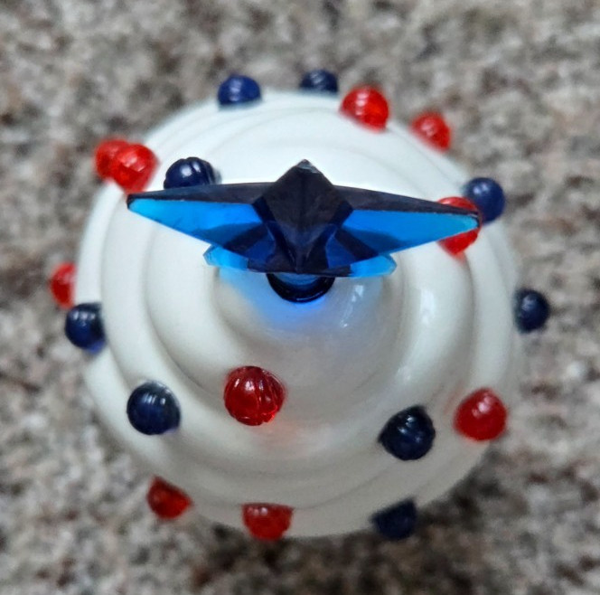 JULY 4TH Patriotic Americana LED LIGHTED 5.5″ Red White Blue Cupcake Ceramic