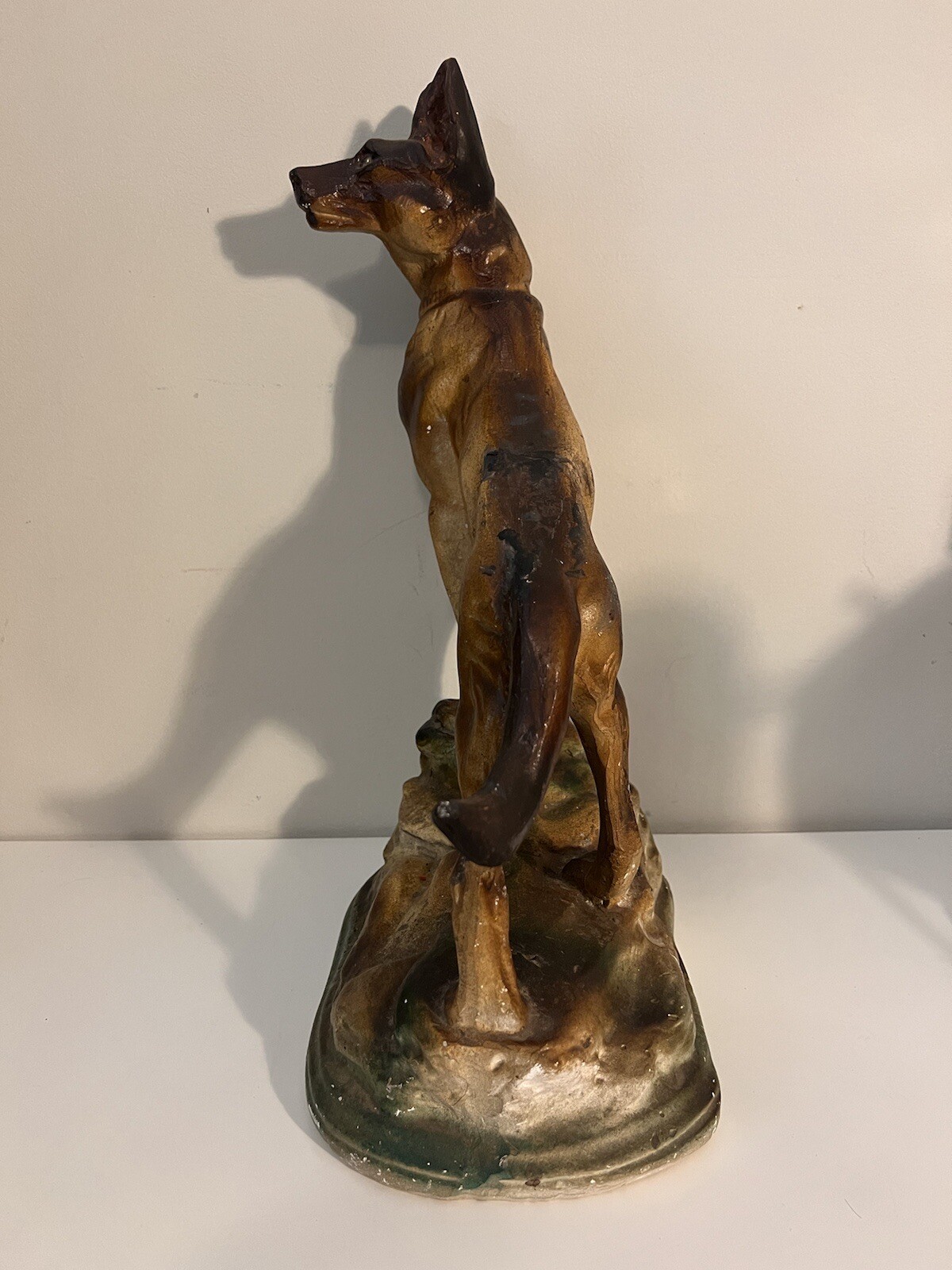 Antique 18.5” LARGE RIN TIN TIN Chalkware Statue Figurine German Shepherd Dog 🐕