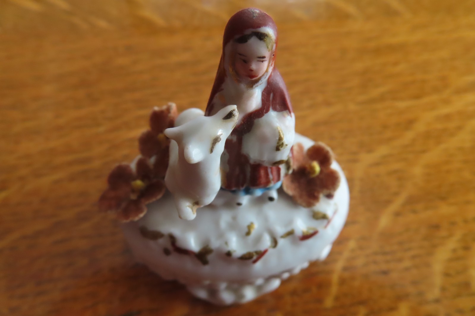 Antique German Conta Boehme Staffordshire Style 1800s Little Red Riding Hood Jar