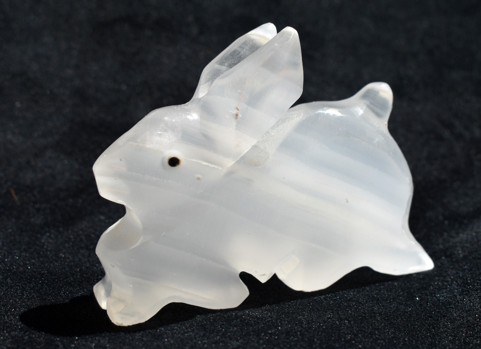 VINTAGE CARVED STONE RABBIT (2 1/2 inches tall, 3 1/4 inches long)