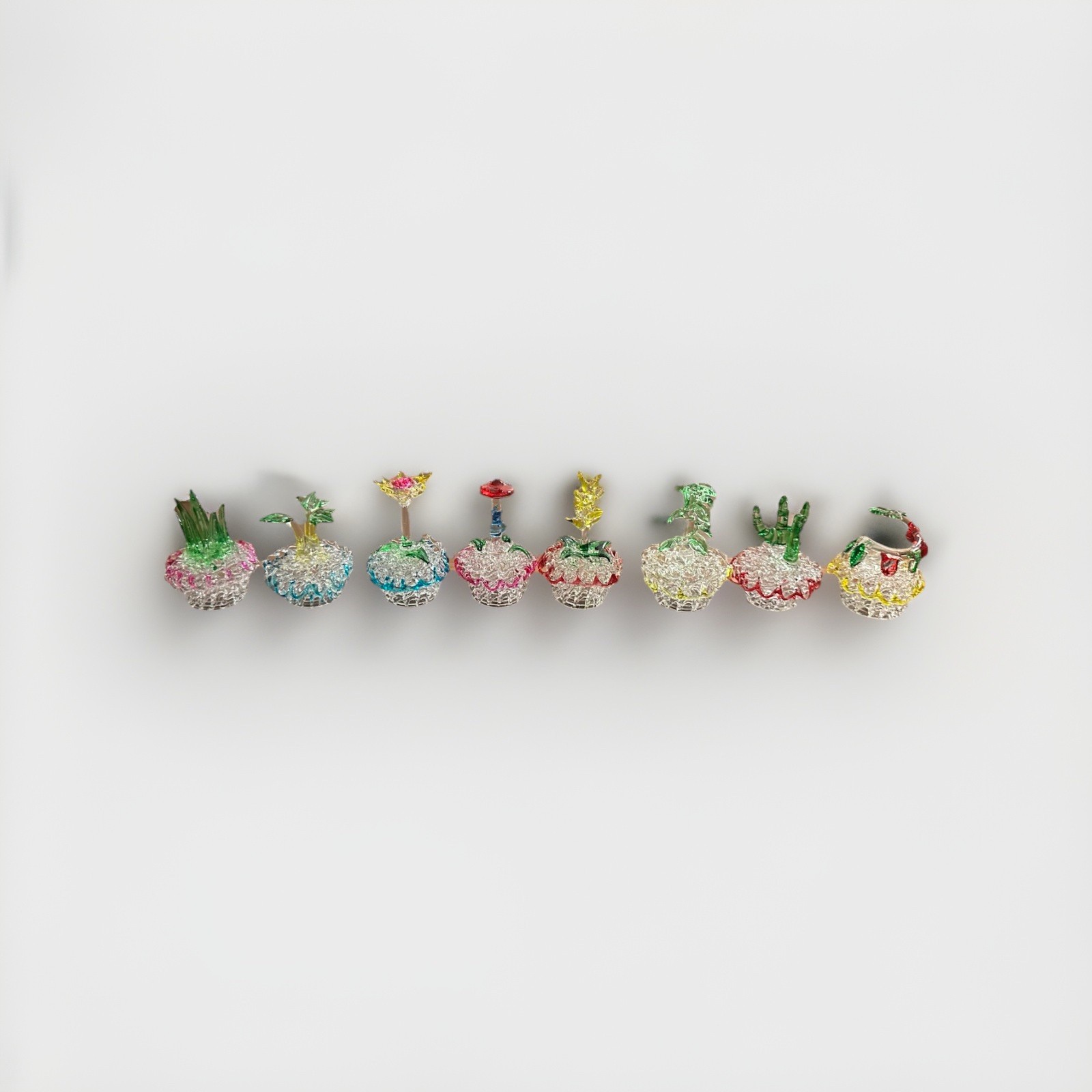 Mini Blown Glass Figurine Plant Set