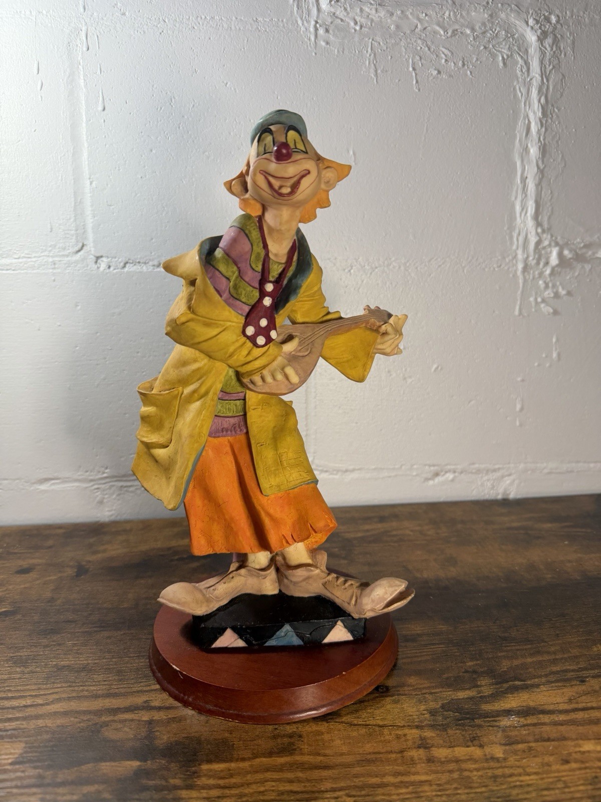 House of Zog Clown playing Mandolin Figurine Circus Vintage Large Circus Decor