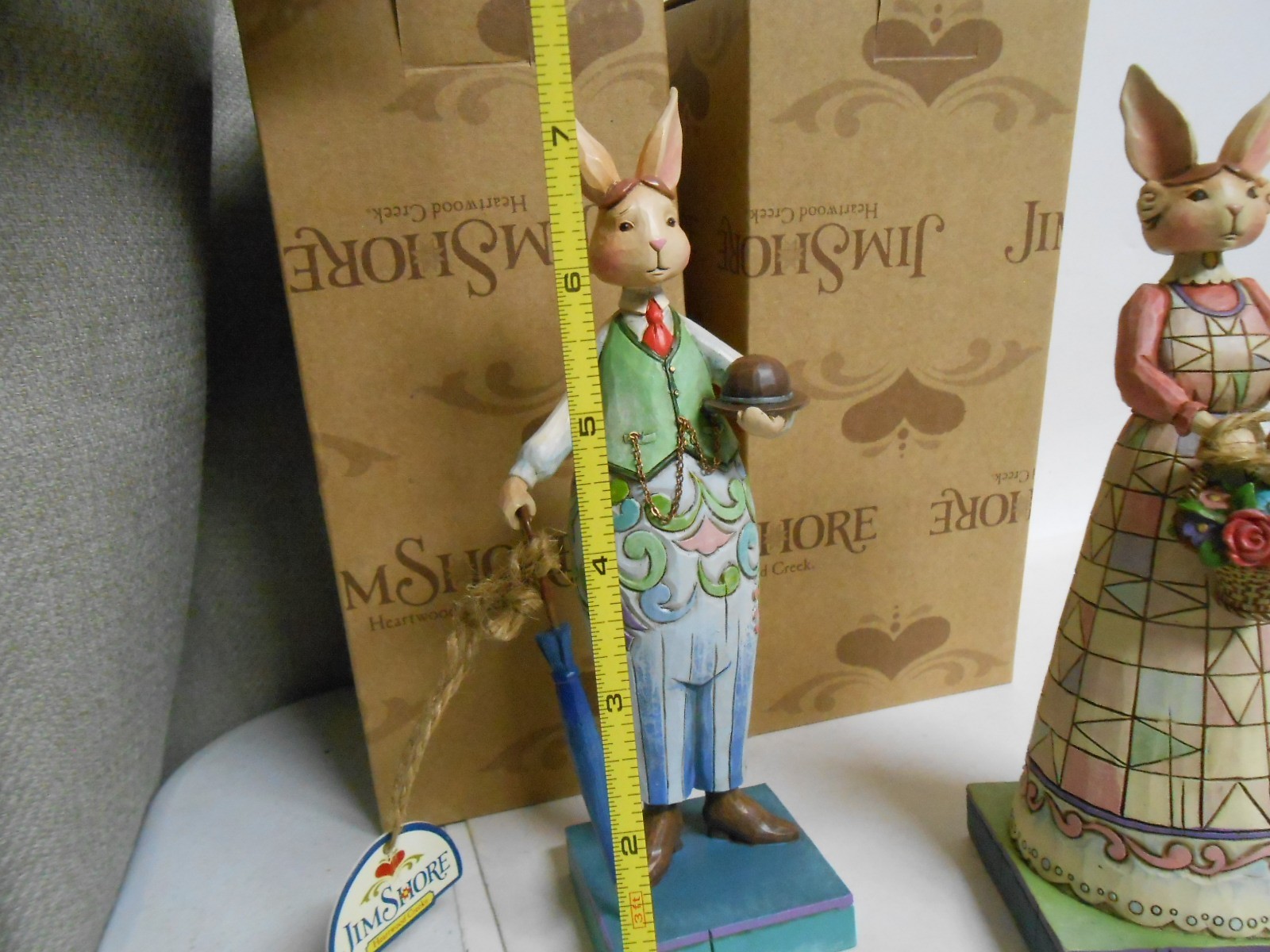 Jim Shore 2008 Mr Gentleman Bunny Bright & Hare with Flair Lady Bunny Set