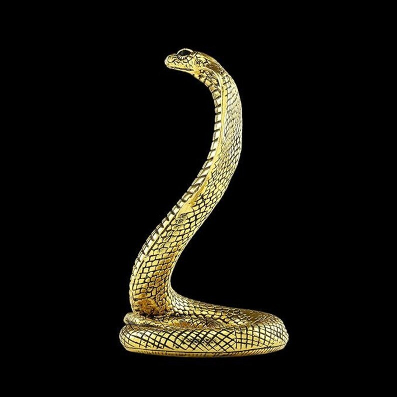 Unique Egyptian Statue Goddess Cobra Handmade Replica made in gold leaf Figure