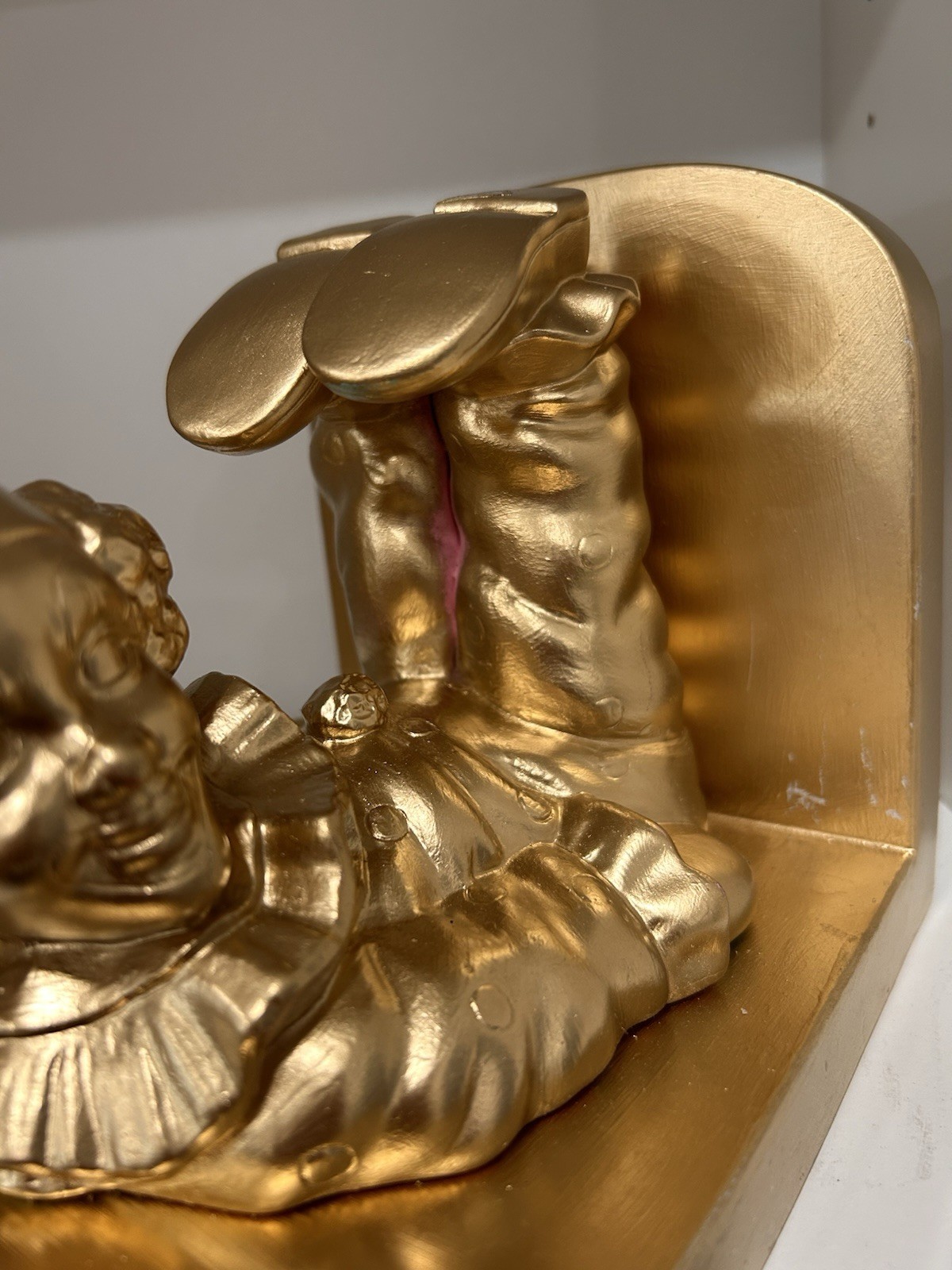Vintage 1984 Scioto Ceramic Clown , Gold Paint ,Bookends.