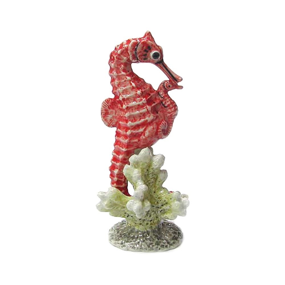 Northern Rose Seahorse with Baby Home Decor Fish – Miniature Porcelain Figurine